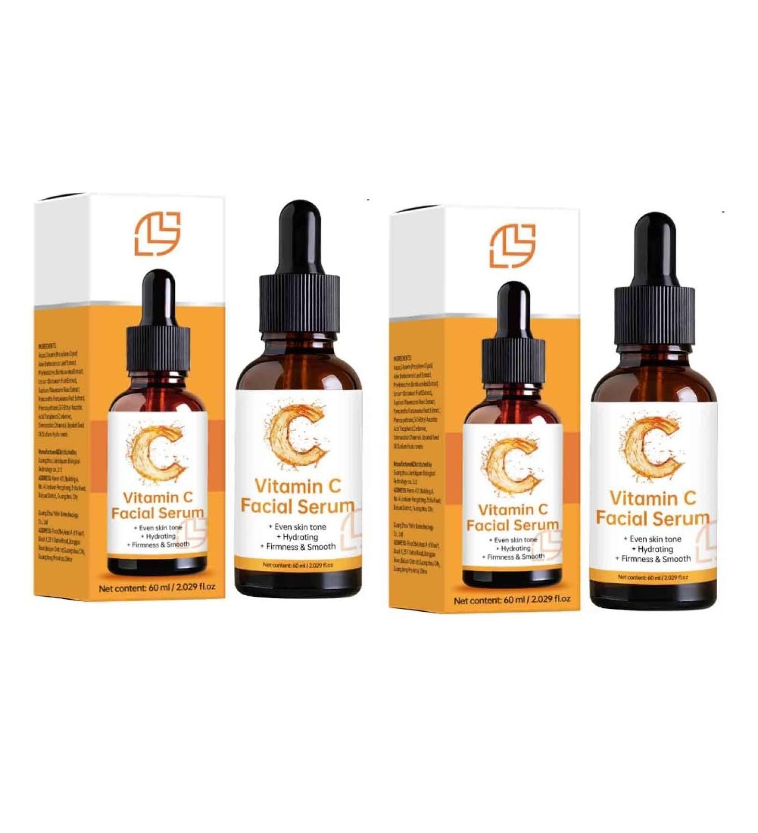 2PCS Vitamin C Facial Serum Lifting and Firming Whitening and Anti-Aging Fade Spots and Reduce Wrinkles - Buy Online on GoSupps.com