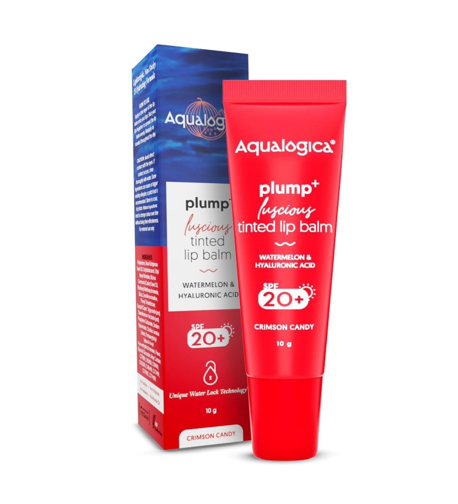 Plump+ Luscious Tinted Lip Balm for Men & Women - Hydrating Lip Mask for Dark & Pigmented Lips - Watermelon & Hyaluronic Acid - 10g (Crimson Candy - Buy Online on GoSupps.com