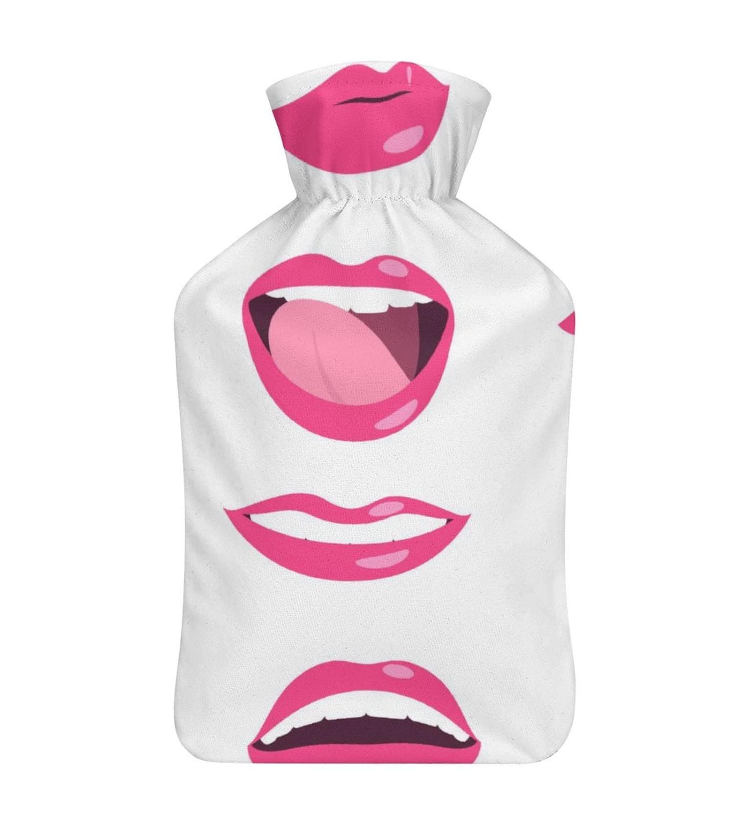 Hot Water Bottle with Lid - Lips Pattern Rubber Bag for Pain Relief Cramps & Foot Warmer | Hot & Cold Therapy - Buy Online on GoSupps.com