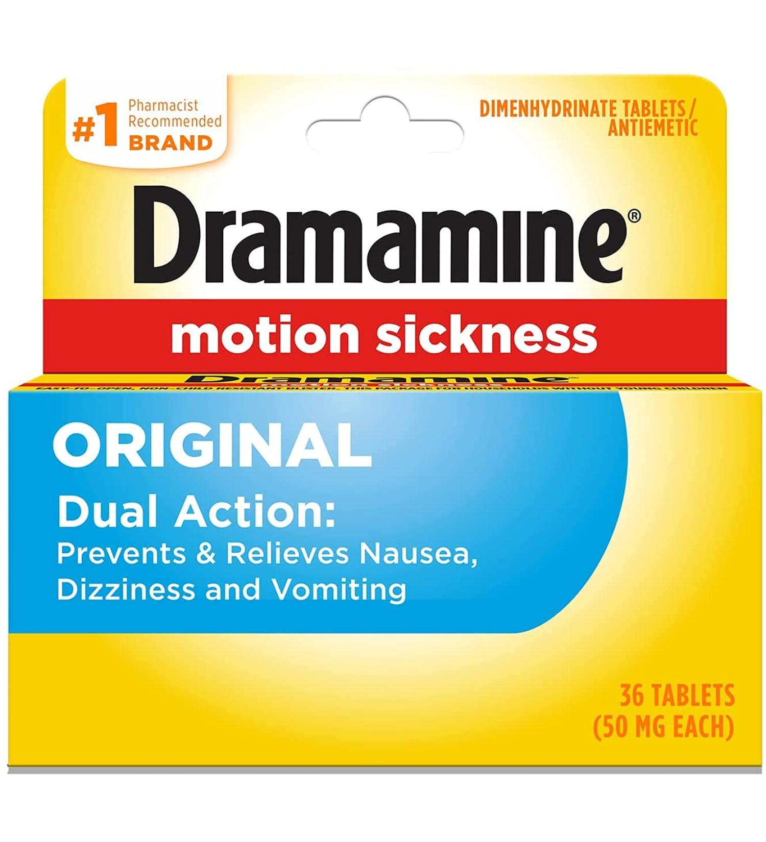 Dramamine Original Formula 36 Count Motion Sickness Relief - Pack of 1 - Buy Online on GoSupps.com