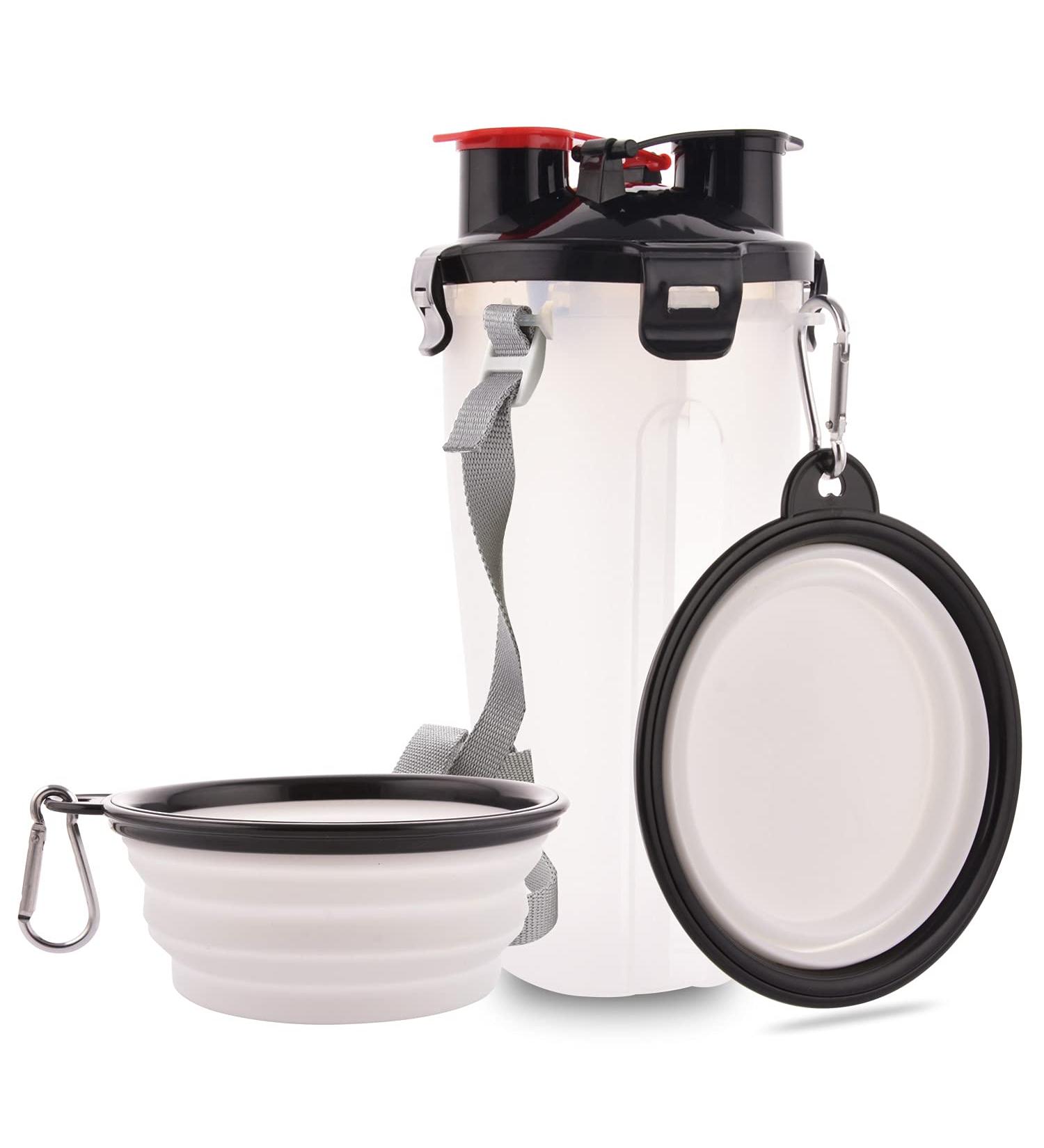 Moacc 800ml 2-in-1 Portable Dog Water Bottle & Bowls Foldable Water Bowl for Camping Hiking & Training (White) - Buy Online on GoSupps.com