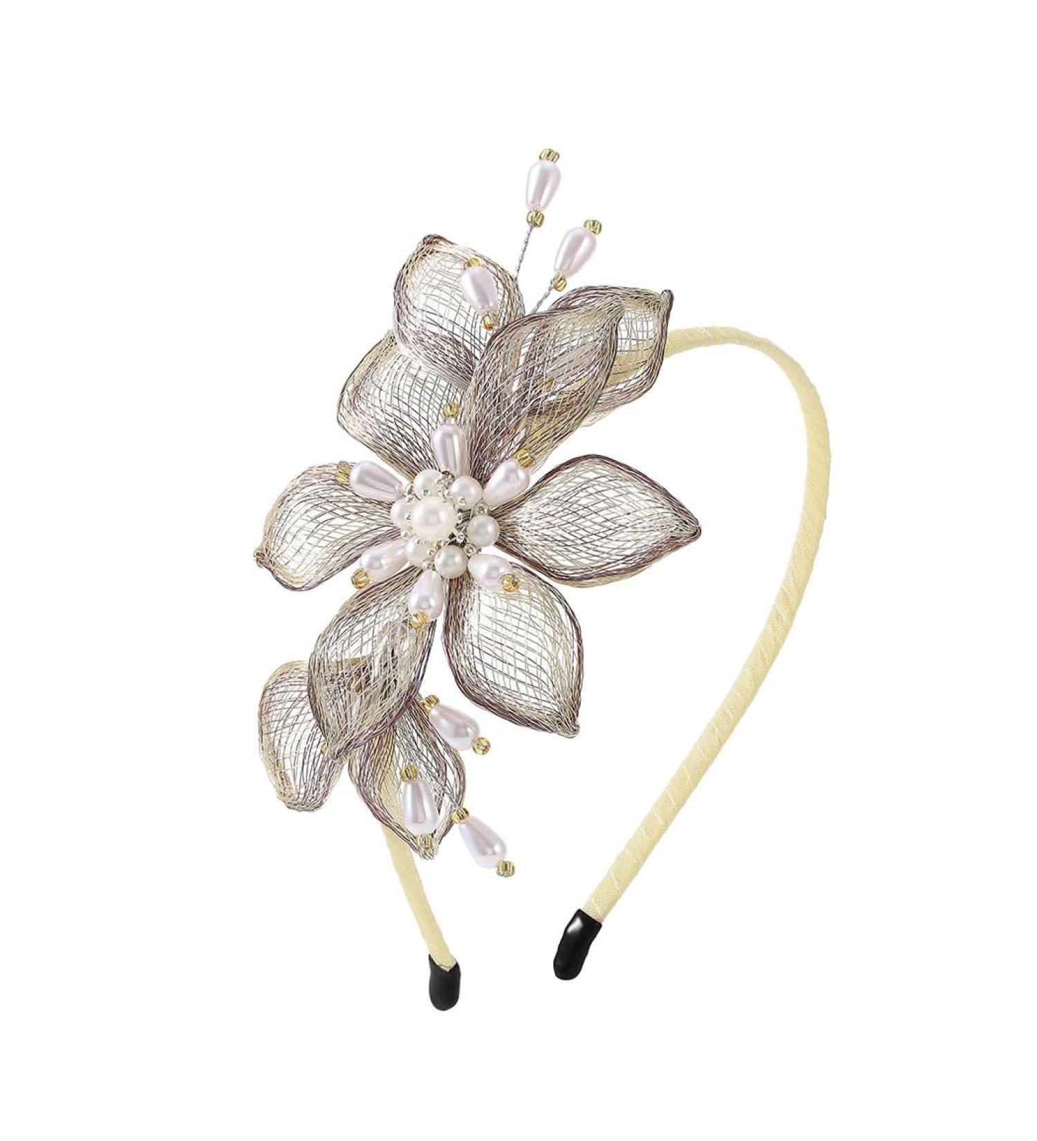 IYOU Women Copper Wire Headband Gold Flower Bridal Hair Bands Crystal Birthday Prom Wedding Hair Accessories for Brides and Bridesmaids - Buy Online on GoSupps.com