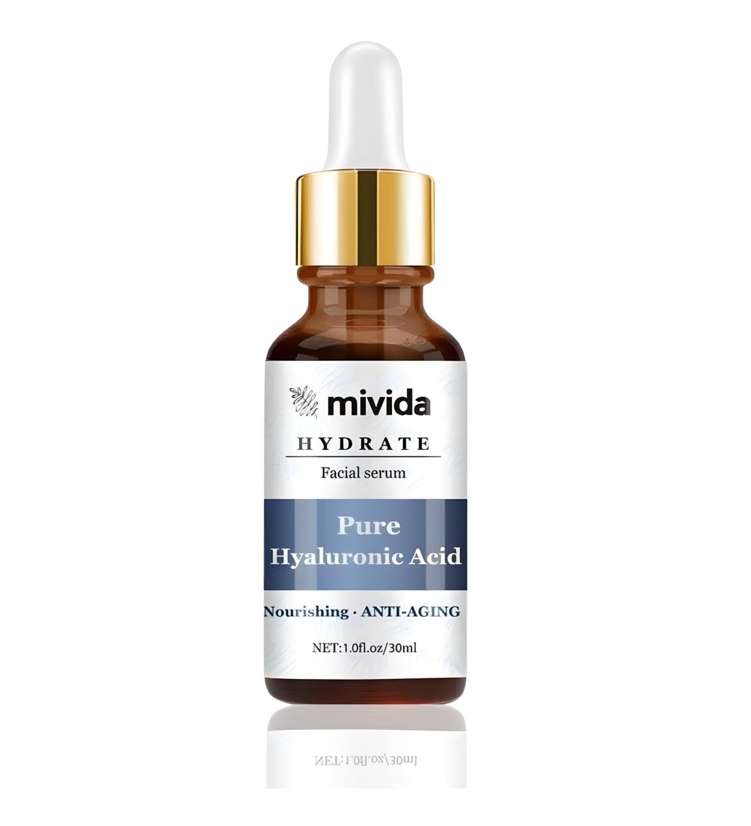 Mivida Hyaluronic Acid Serum for Face Deep Hydration & Anti-Aging Facial Serum Lightweight, Non-Greasy, Fast Absorbing Plumps & Firms Fine Lines, Wrinkles & Dry Skin Fragrance Free 1 fl oz - Buy Online on GoSupps.com