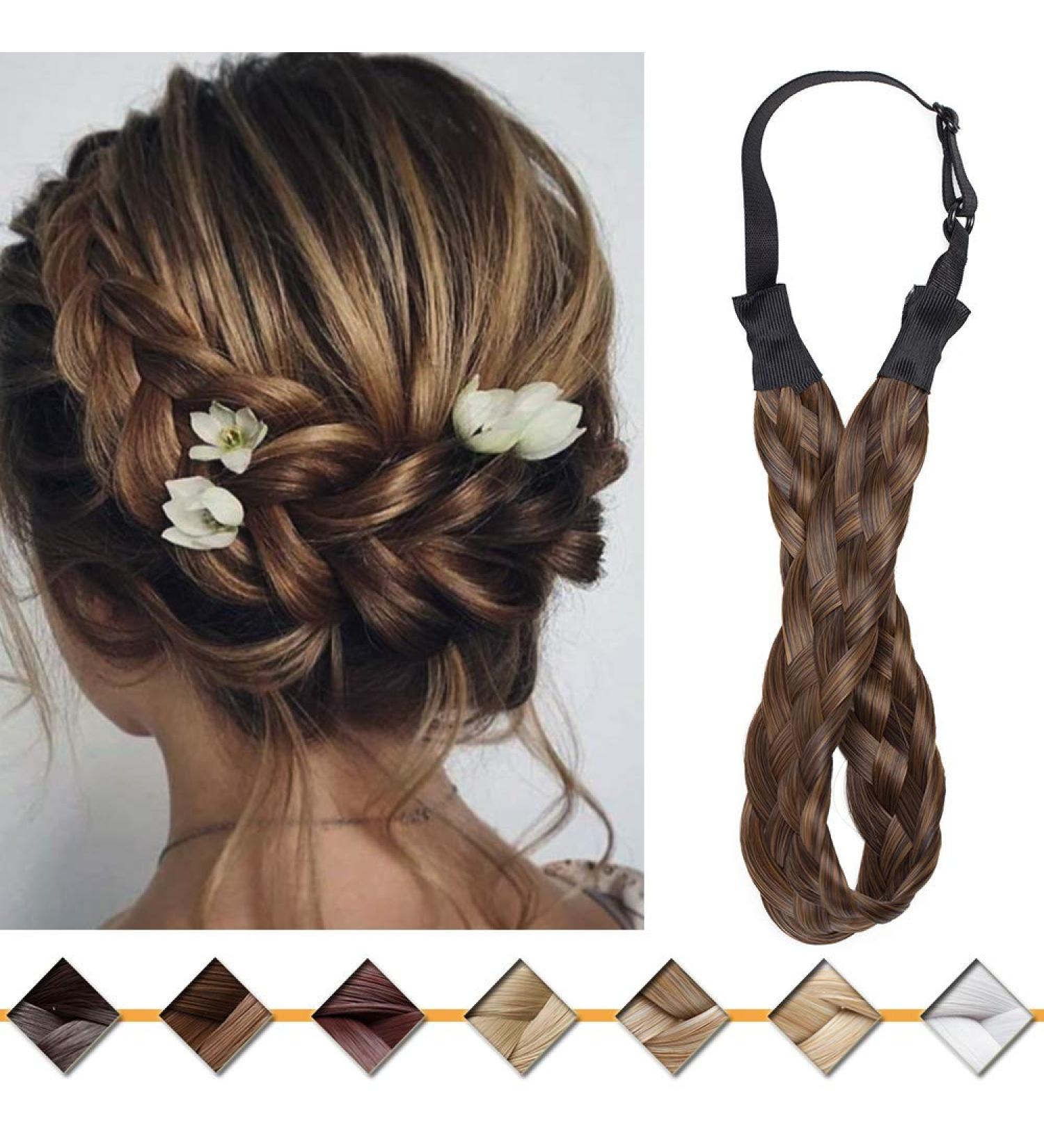 Buy Silk-Co Women's 5-Strand Blond Hair Band - Vintage Elastic Braided Headband for Weddings | Hair Tie & Braids Extensions in Medium Brown & Dark Blonde - Buy Online on GoSupps.com