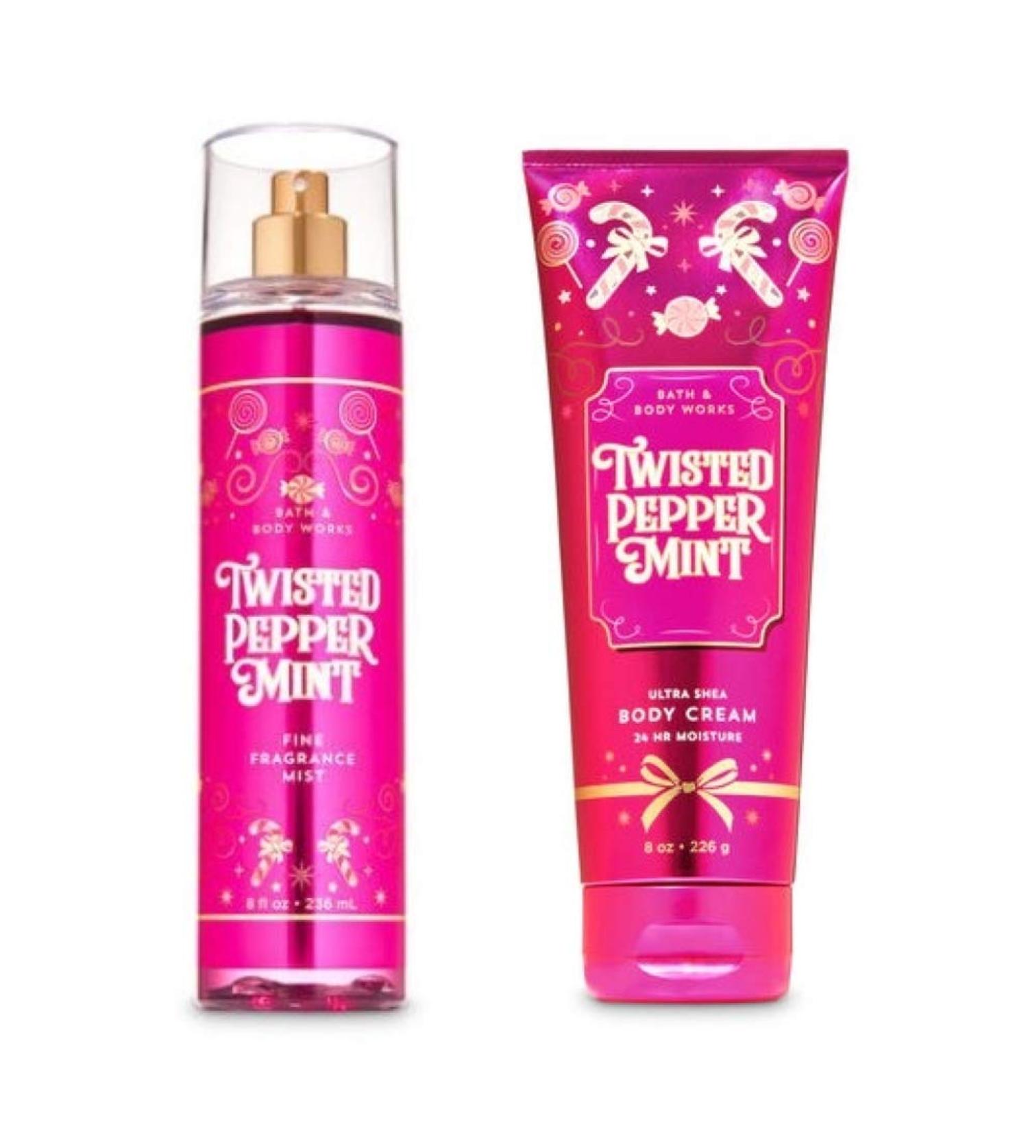 Buy Bath and Body Works Twisted Peppermint Fine Fragrance Mist & Ultra Shea Body Cream - Full Size - Winter 2019 - International Shipping Available - Buy Online on GoSupps.com