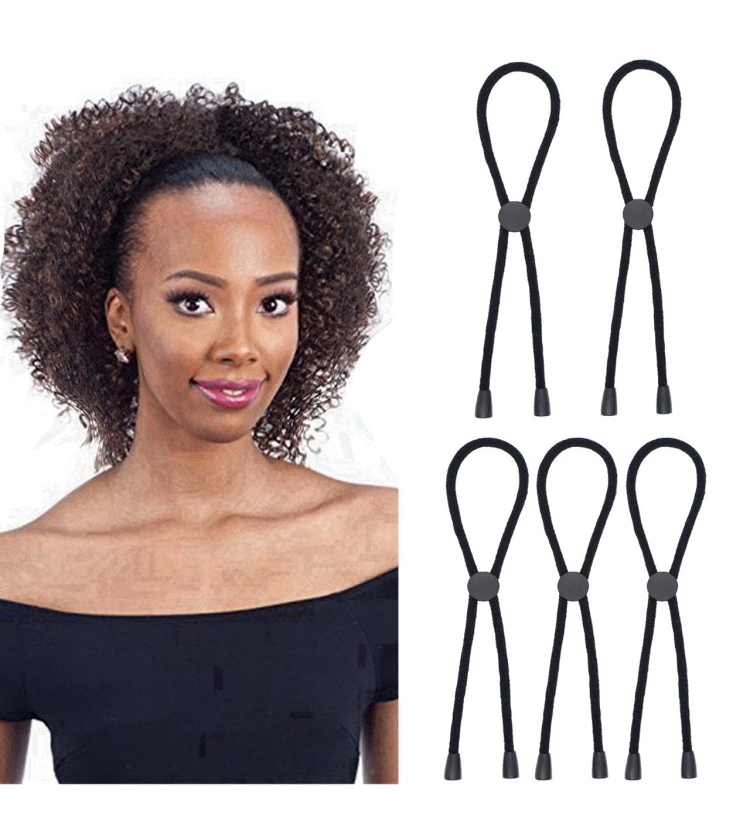 LIFEFUN 5PCS Adjustable Hair Ties for Natural, Thick, Kinky & Curly Hair - Black Headband Set for Women - Buy Online on GoSupps.com