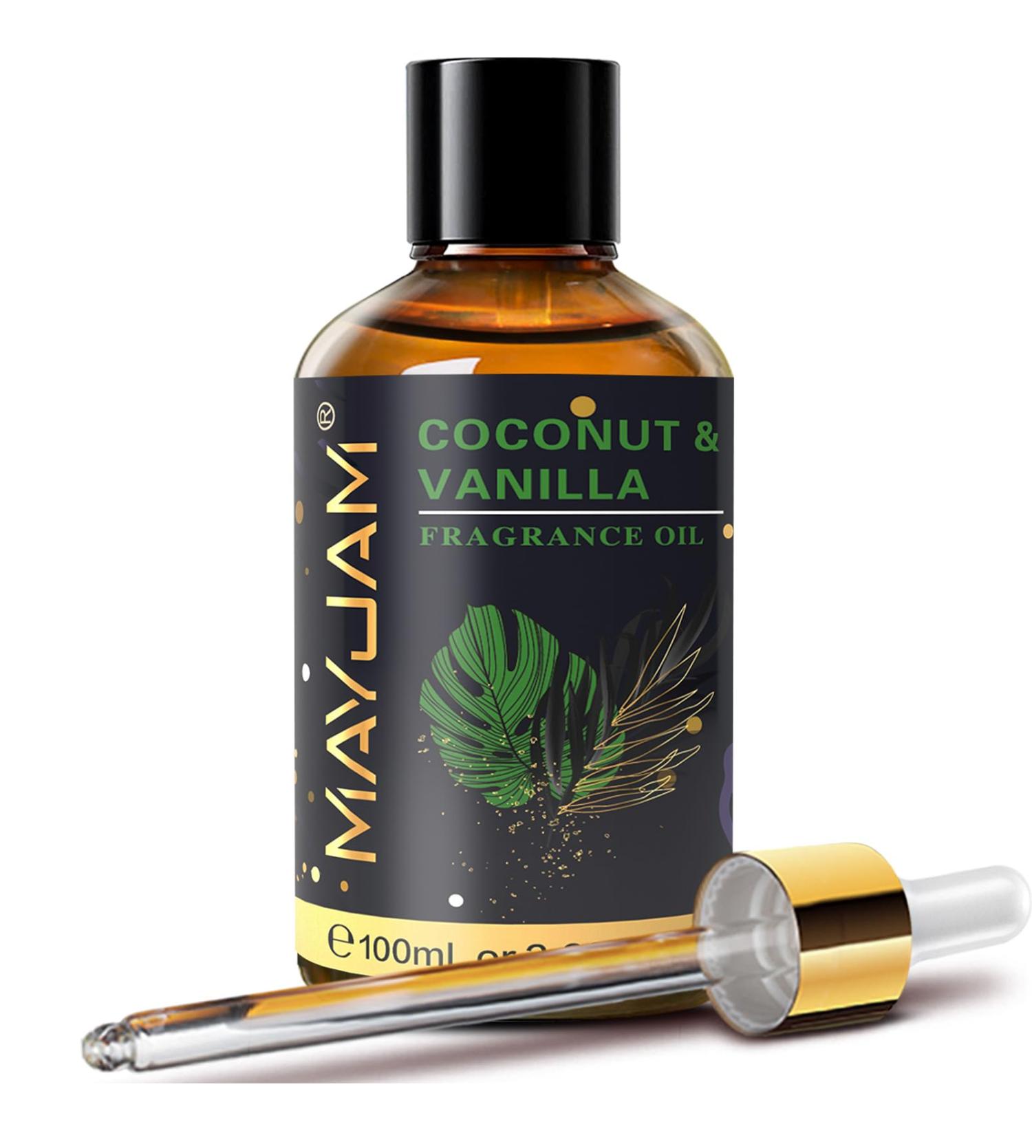 MAYJAM 100ML/3.38FL.OZ Coconut & Vanilla Fragrance Oils with Glass Dropper Essential Oils for Diffusers for Home Long Lasting Scented Oils for Diffusers Soap Candle Making Coconut & Vanilla 3.38 Fl Oz (Pack of 1) - Buy Online on GoSupps.com