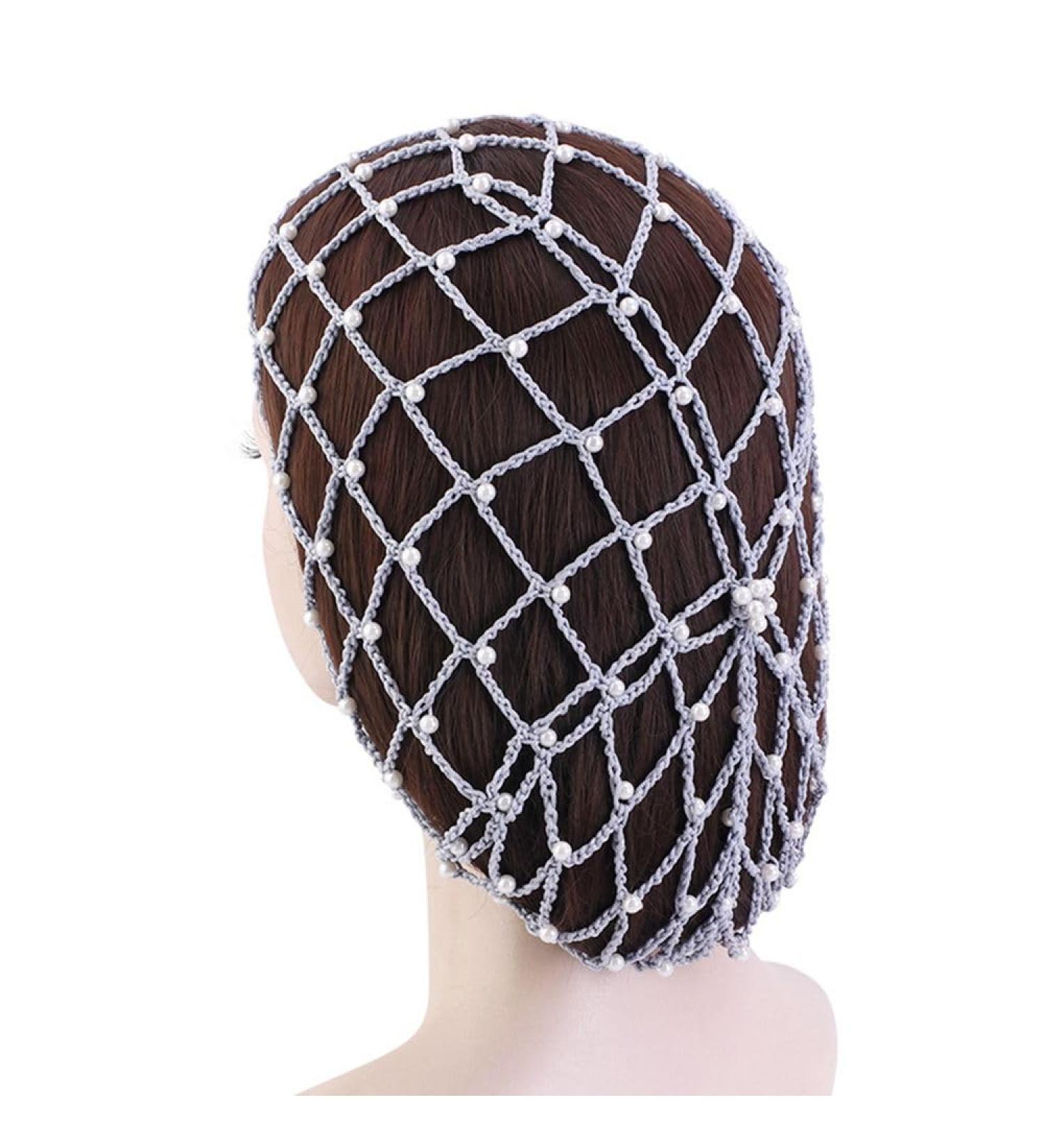 Chuyix Pearl Crochet Hair Snoods for Women - Mesh Hair Nets for Sleeping & Styling | Gray Bun Hair Accessories - Buy Online on GoSupps.com