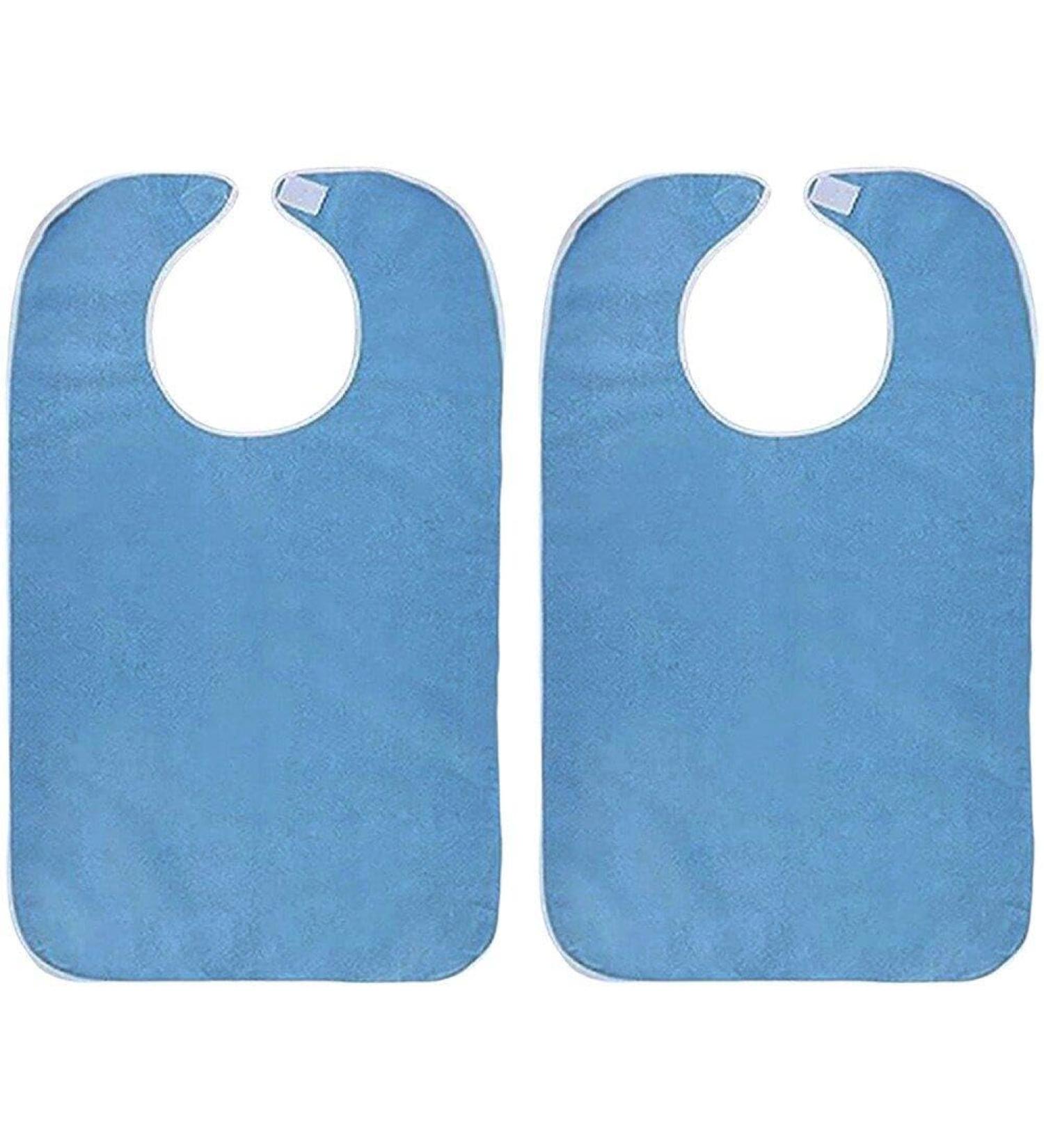 2 Pcs Adult Bibs for Men Women Adult Bibs Washable Clothing Protectors Adult Bibs Waterproof Bibs for Elderly Adults Blue - Buy Online on GoSupps.com