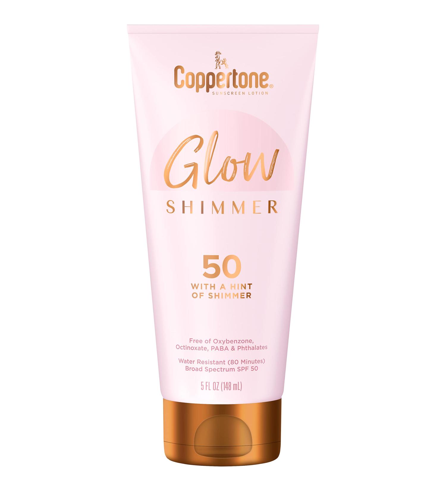 Coppertone Glow with Shimmer Sunscreen Lotion SPF 50 - Water Resistant, Broad Spectrum Protection - 5 Fl Oz - Buy Online on GoSupps.com