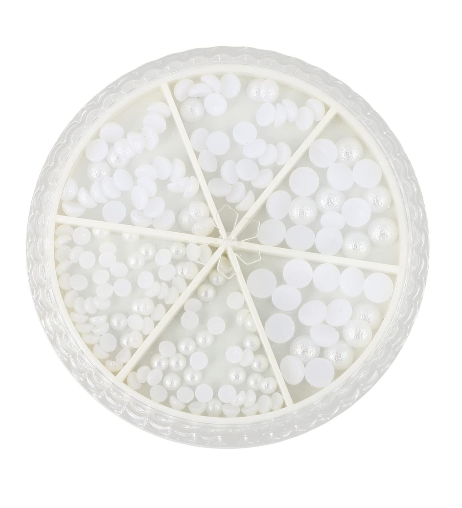 Ipetboom 1 Box Nail Decorations Pearl Flatback Beads Round Flatback Bulk Crafts Gemstones Bulk Pearl Manicure Ornament Nail Art Decoration Pearl Nail Charm Diamond Abs White Delicate 3d 6.5X6.5X1cm White - Buy Online on GoSupps.com