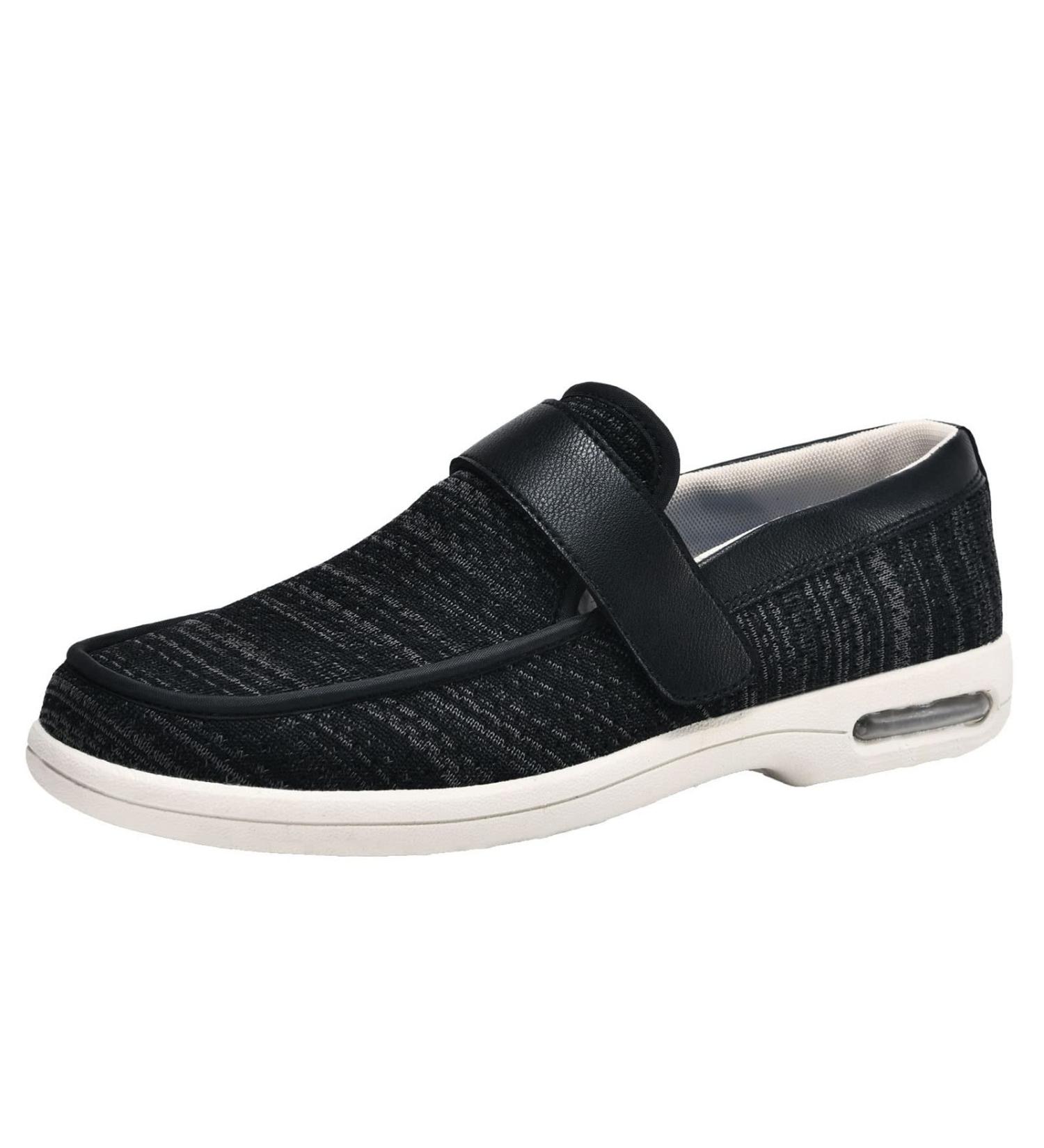 Adjustable Diabetic Shoes for Men and Women - Wide Width Medical Shoes for Swollen Feet - Velcro Sneakers in Black Grey - Size 8.5 - Buy Online on GoSupps.com