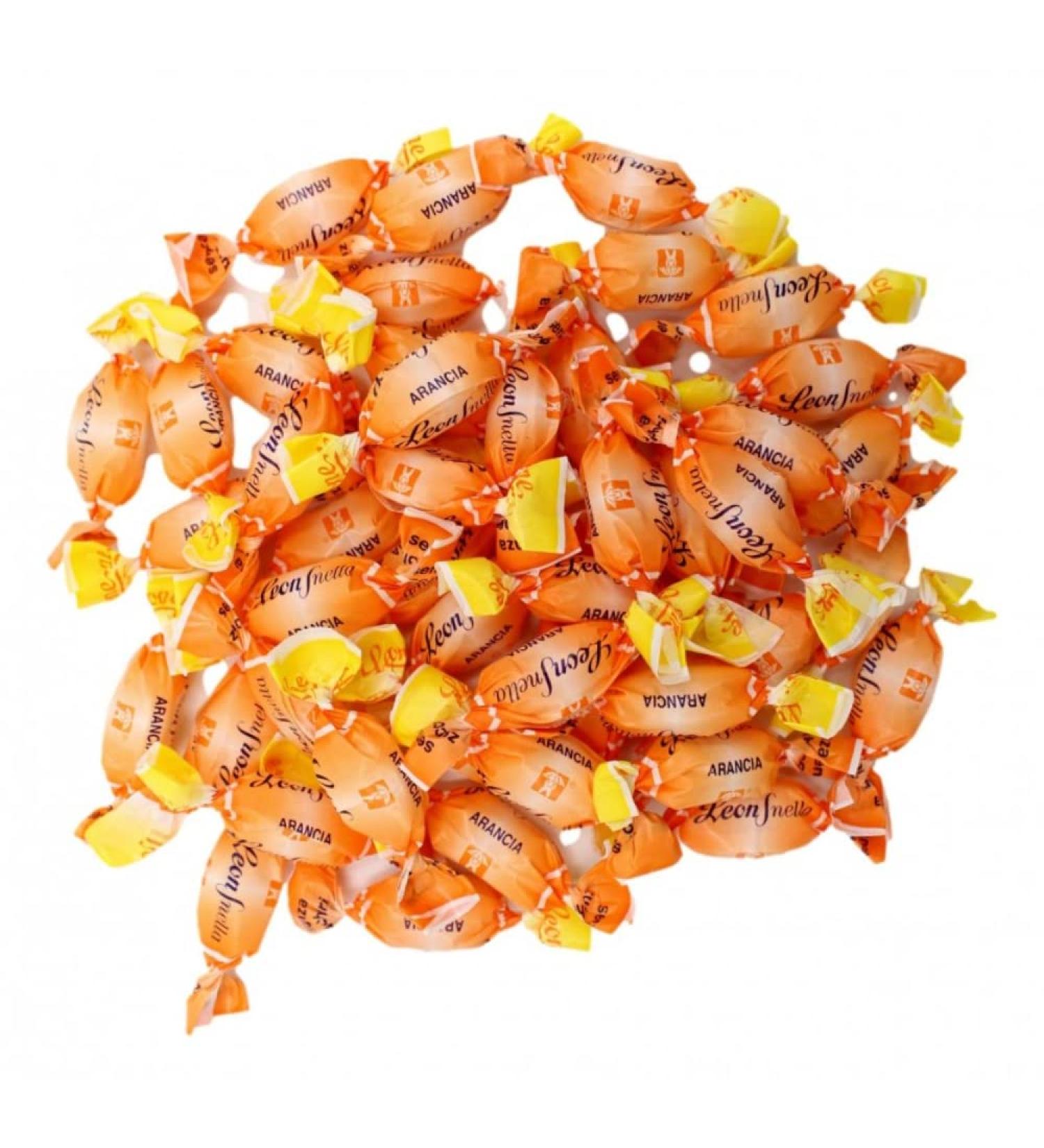  Pastiglie Leone Leonsnella - Sugar-Free Orange Caramels - 500g Box - No Colourings or Gluten - Sweetened with Isomalt and Malictar - Leone Pastilles - Buy Online on GoSupps.com