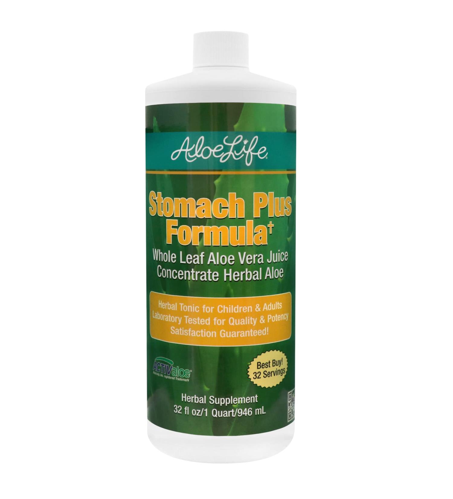 Aloe Life Stomach Plus Formula - Fast-Acting Digestive Tonic - 32oz Concentrate - Gluten-Free - Buy Online on GoSupps.com