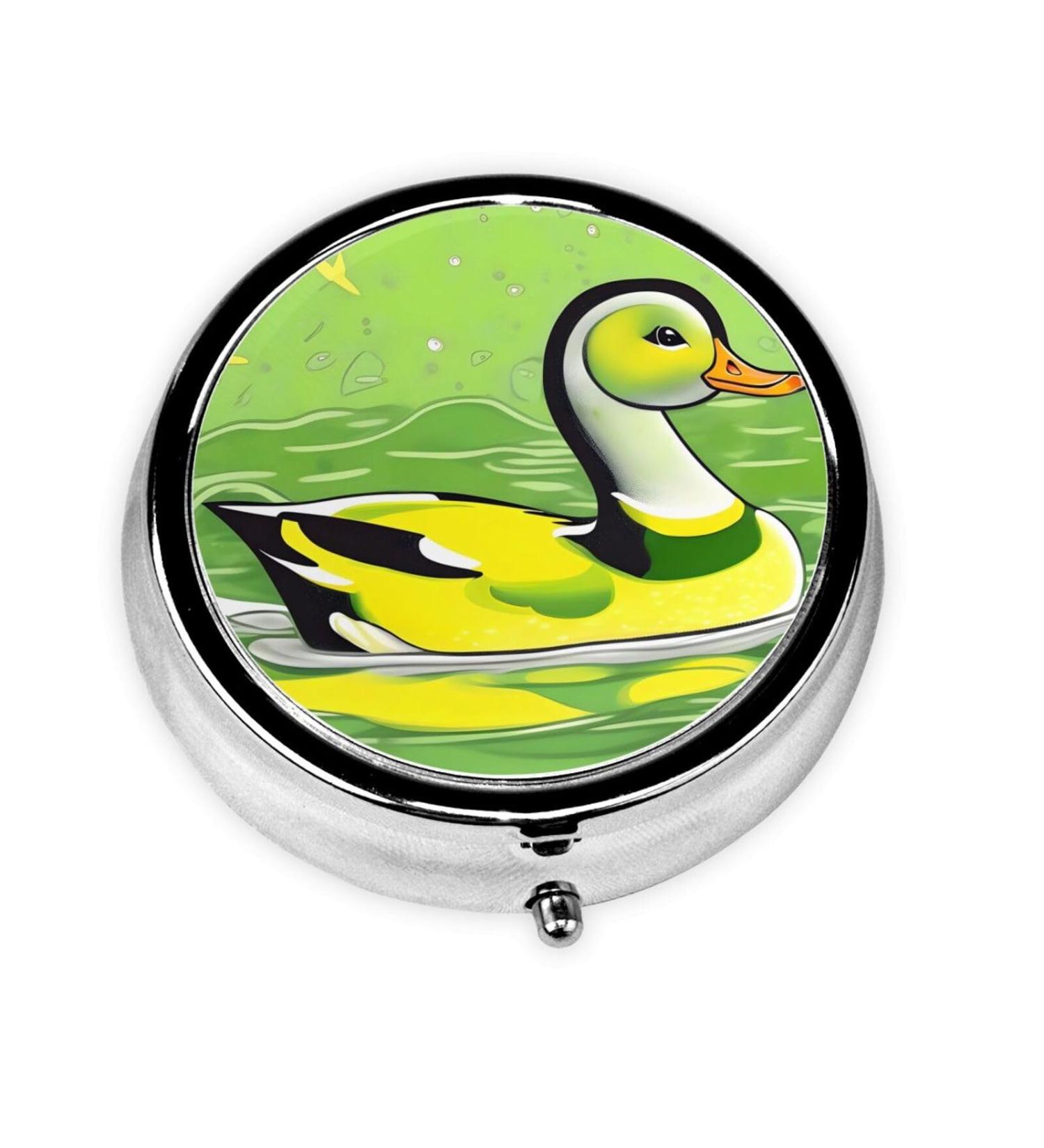 Green Duckround Pill Box | 3 Compartment Portable Travel Organizer | Ideal for International Shipping - Buy Online on GoSupps.com