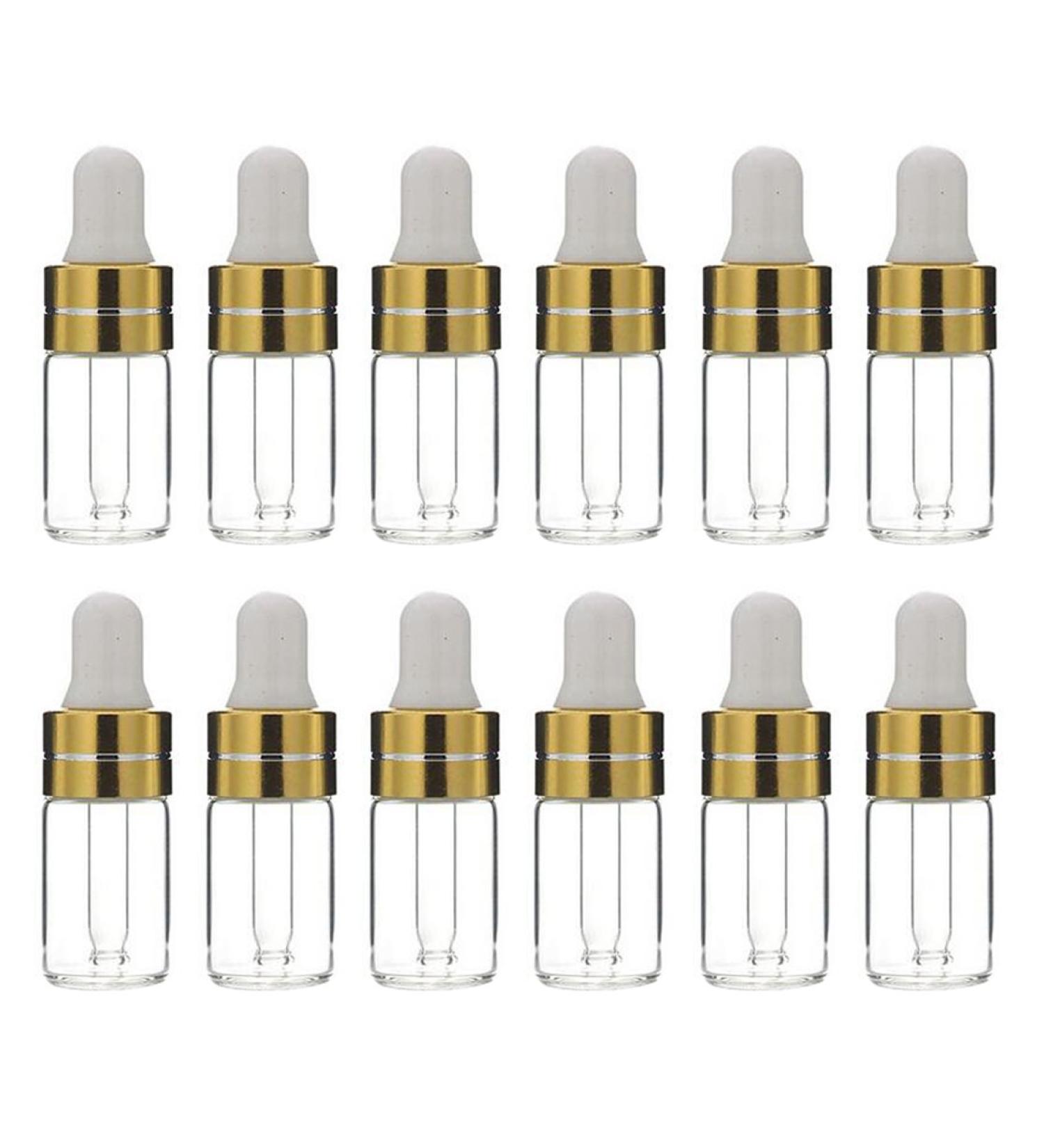 12PCS 3ML Refill Glass Essential Oil Dropper Bottles Makeup Cosmetic Sample Container Jar Pot with Eye Glass Dropper Aromatherapy Perfume Sample Attar Vials DIY Beauty Tools(Transparent) - Buy Online on GoSupps.com