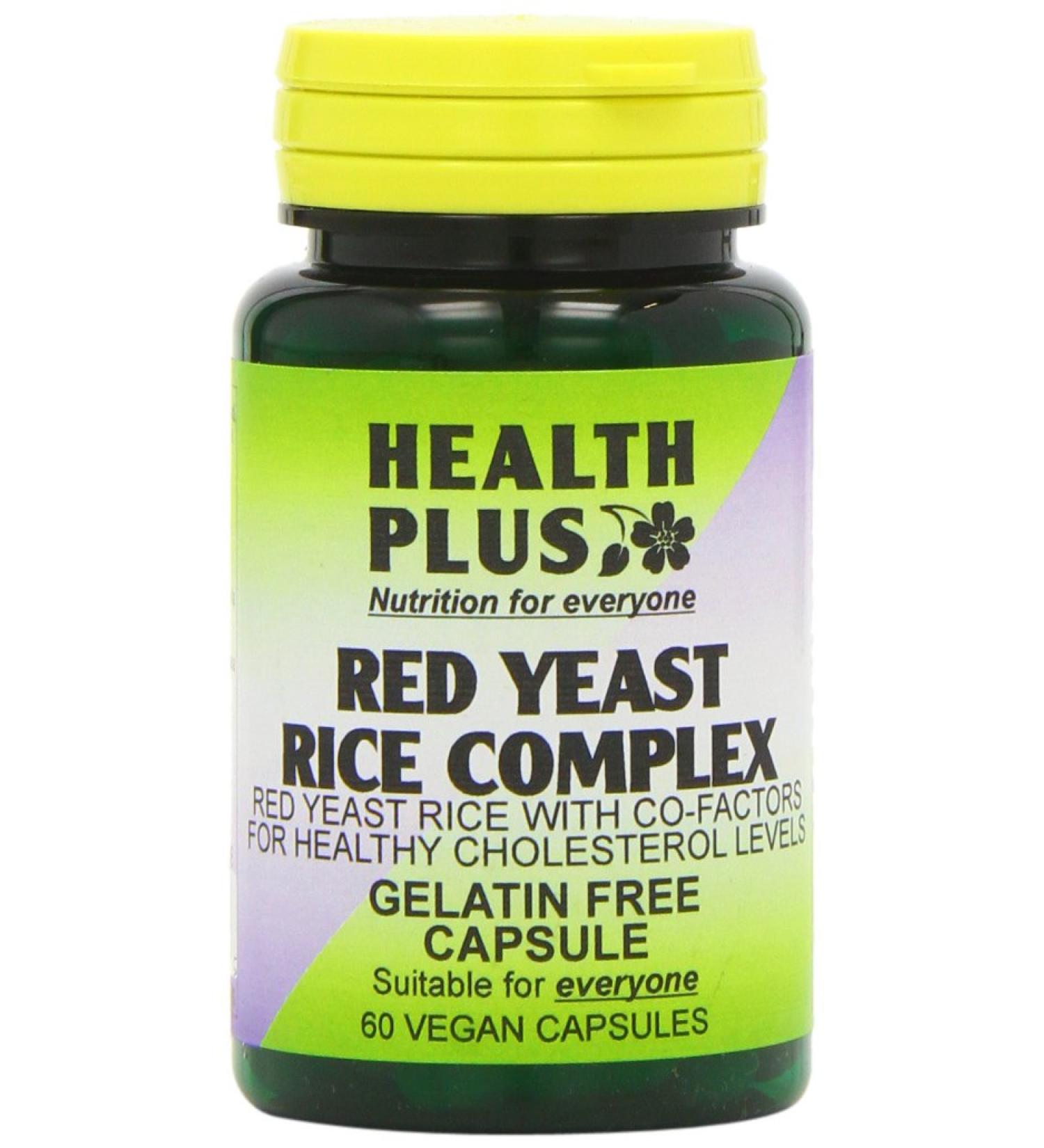 Health Plus Red Yeast Rice Complex Heart Health and Cholesterol Lowering Supplement - Pack of 60 Gelatin Free Capsules - Buy Online on GoSupps.com