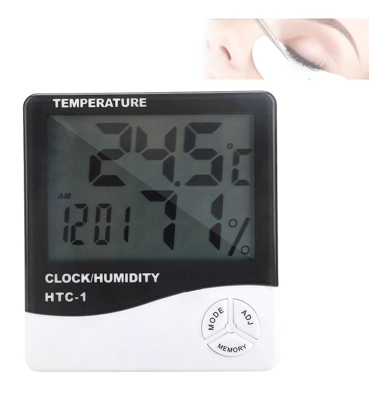 Digital Thermometer Hygrometer Electronic Temperature Humidity Test Time Calendar Alarm Clock Function Thermometer Hygrometer Eyelash Grafting Tool - Buy Online on GoSupps.com