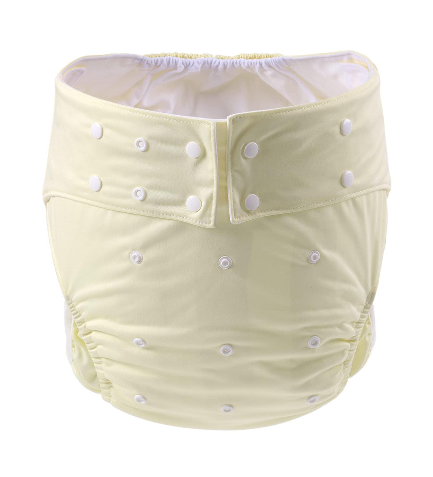 CutiePlusU Adult Cloth Diaper - Washable Adjustable Reusable & Leakproof Pocket Cover in Yellow | Eco-Friendly International Shipping - Buy Online on GoSupps.com
