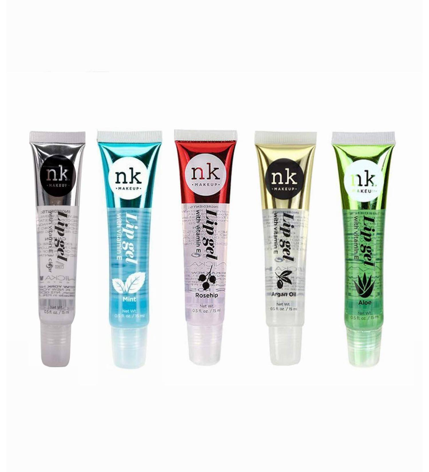 NK Hydrating Lip Gel - 5 Flavors with Rosehip, Argan Oil, Mint, Aloe - Moisturizing Clear Gloss - Buy Online on GoSupps.com
