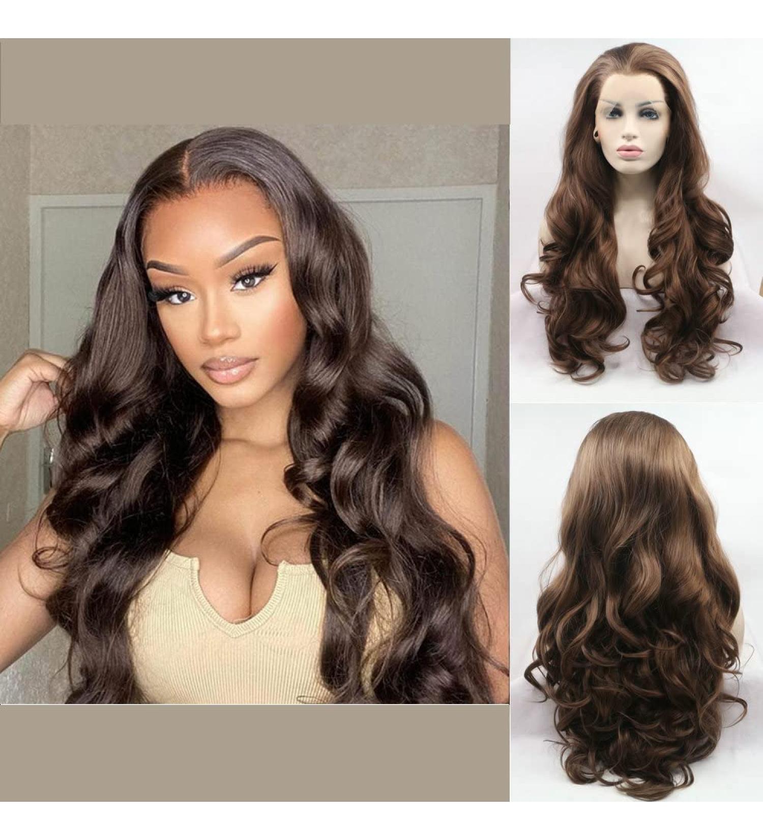 Buy 6# Dark Brown Lace Front Wig for Drag Queens & Women - High Temperature Synthetic Hair Natural Hairline 55.9 cm - Perfect for Parties & Weddings - Buy Online on GoSupps.com
