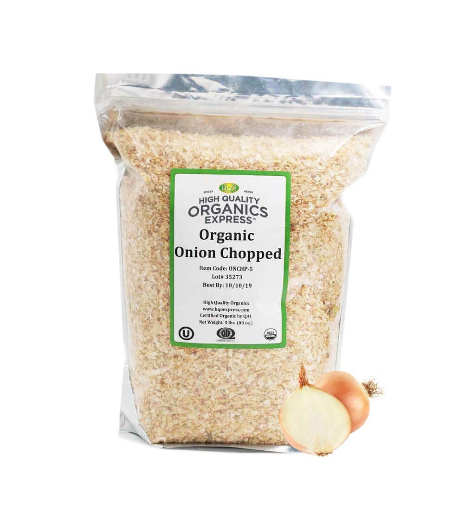 HQOExpress Organic Chopped Onion - 5 lb. Resealable Bag - Buy Online on GoSupps.com