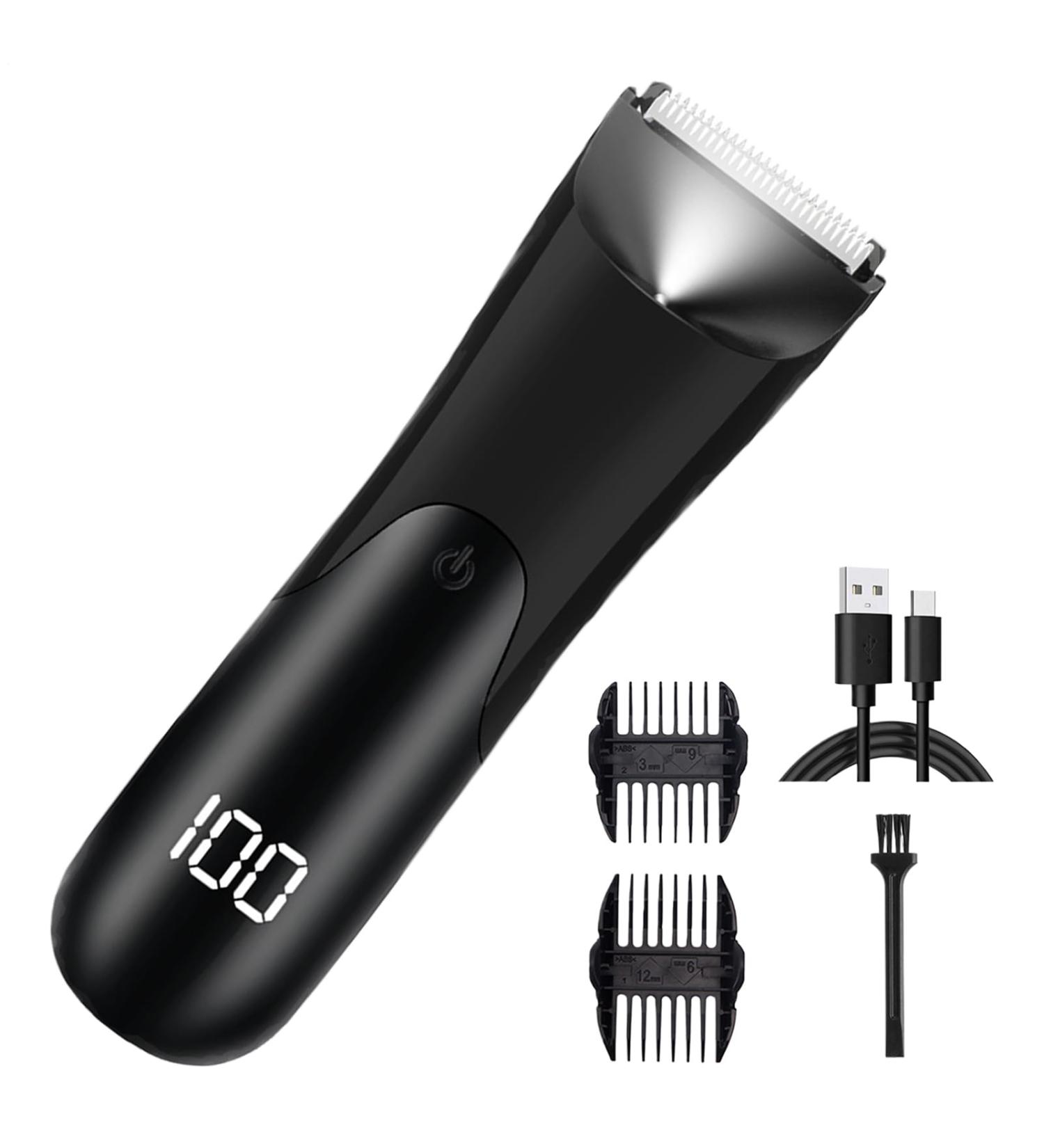 Mens Trimmer Ergonomic Beard ShaverPortable Men Intimate Hair Trimmer with LCD Digital Display for Face Nose Ears Legs Arms Head and Intimate Zone Care - Buy Online on GoSupps.com