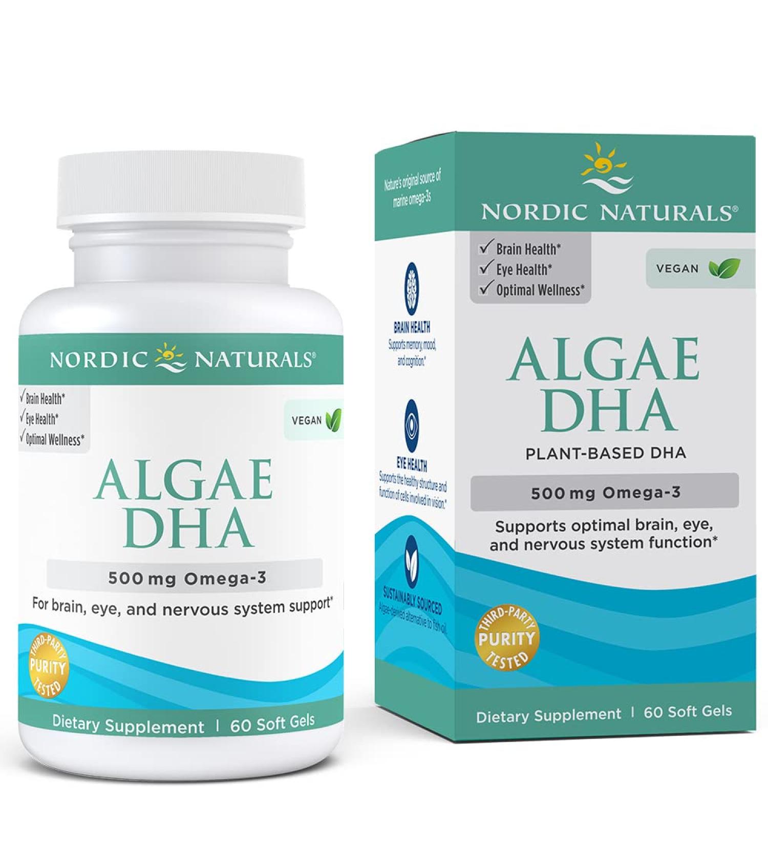 Nordic Naturals Algae DHA 60 Soft Gels - Premium Omega-3 Supplement - Buy Online on GoSupps.com