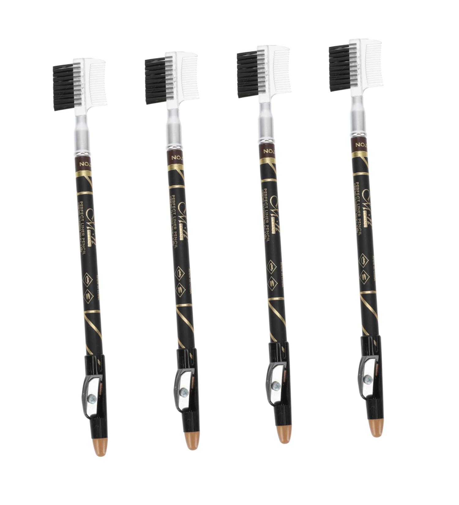 MUSISALY 4pcs Two-in-one Eyebrow Pencil Eyebrow Pencils with Pencil Sharpener Eyebrow Cosmetics Wooden Brown - Buy Online on GoSupps.com