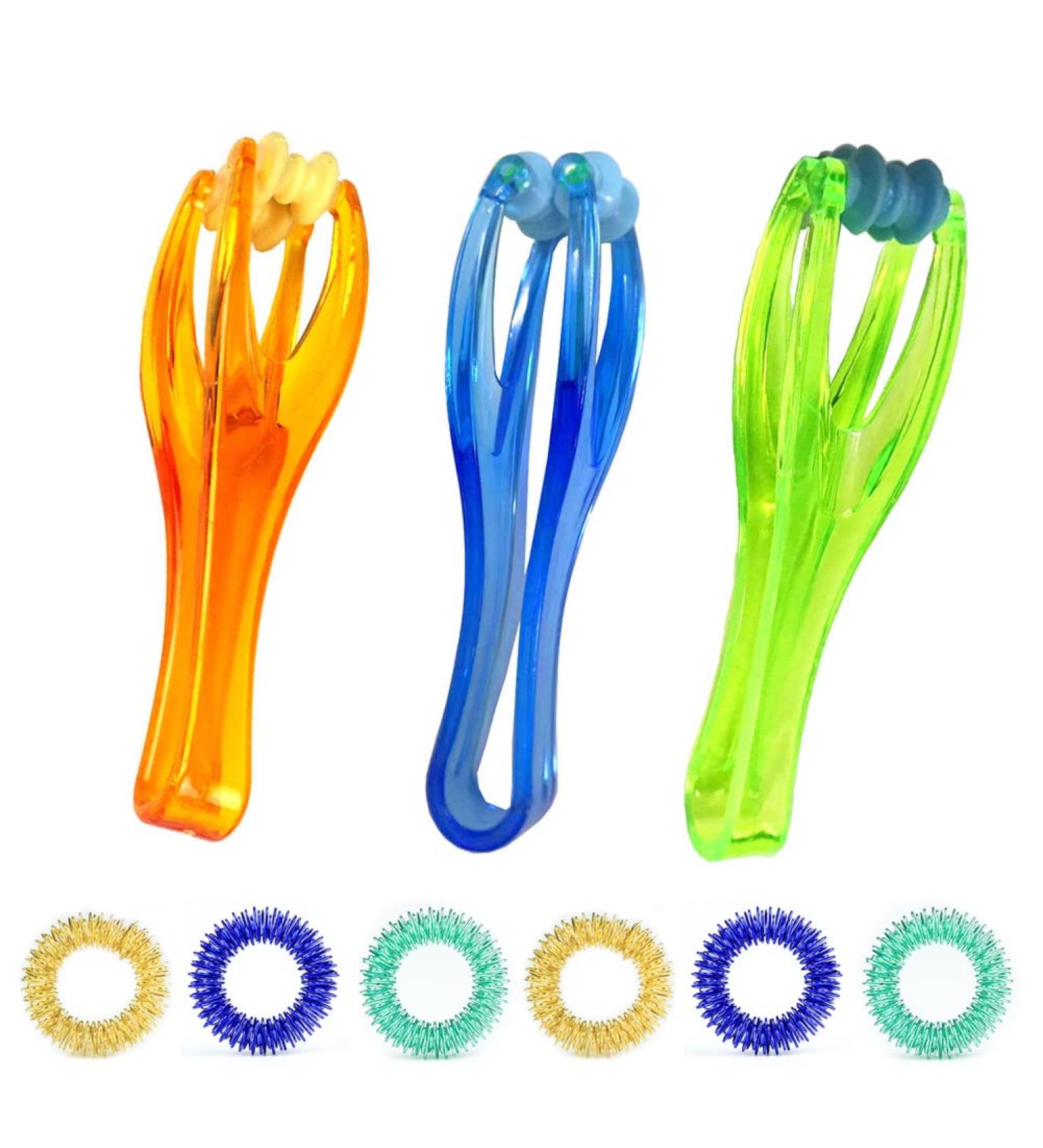 6-Piece Massage Ring & 3-Piece Hand Roller Set Boost Blood Circulation & Relieve Stress | Acupressure Massage Tools for Hand Care - Buy Online on GoSupps.com