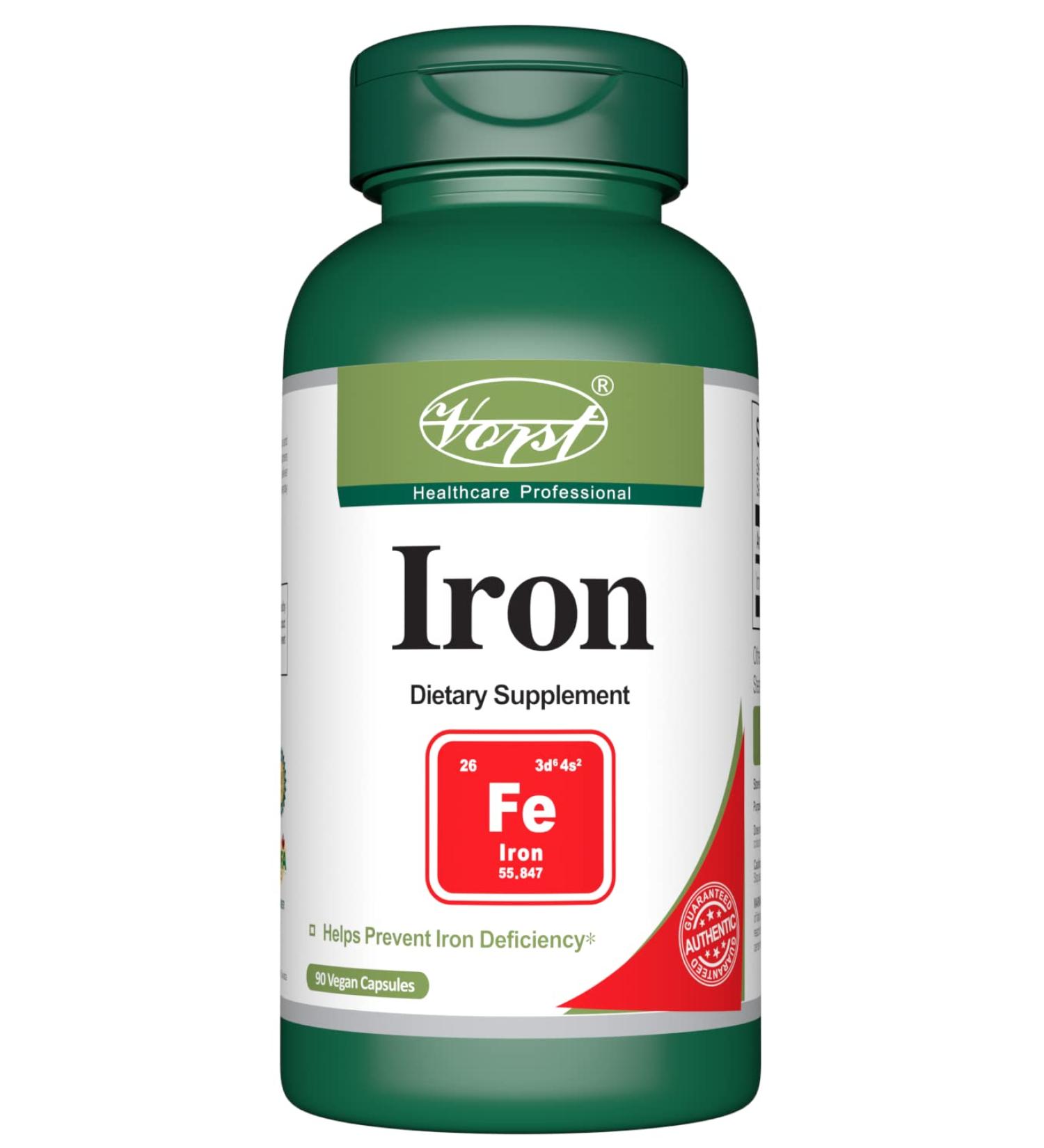 Vorst Iron 45mg 90 Vegan Capsules - Ferrous Fumarate Supplement for Women & Men - Buy Online on GoSupps.com