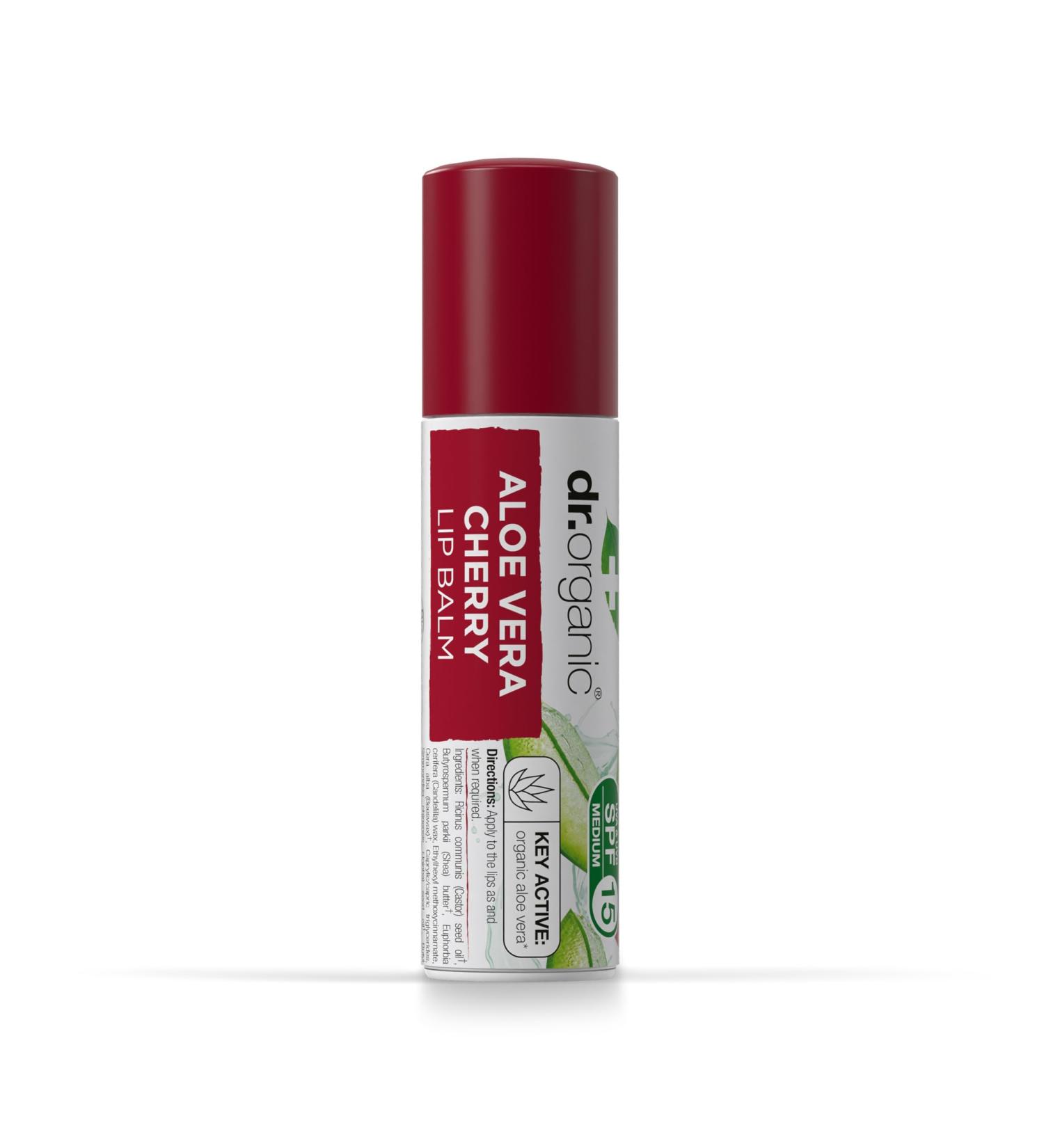 Buy Dr.Organic Aloe Vera Cherry Lip Balm 5.7ml - Moisturizing & Nourishing Lip Care | International Shipping Available - Buy Online on GoSupps.com