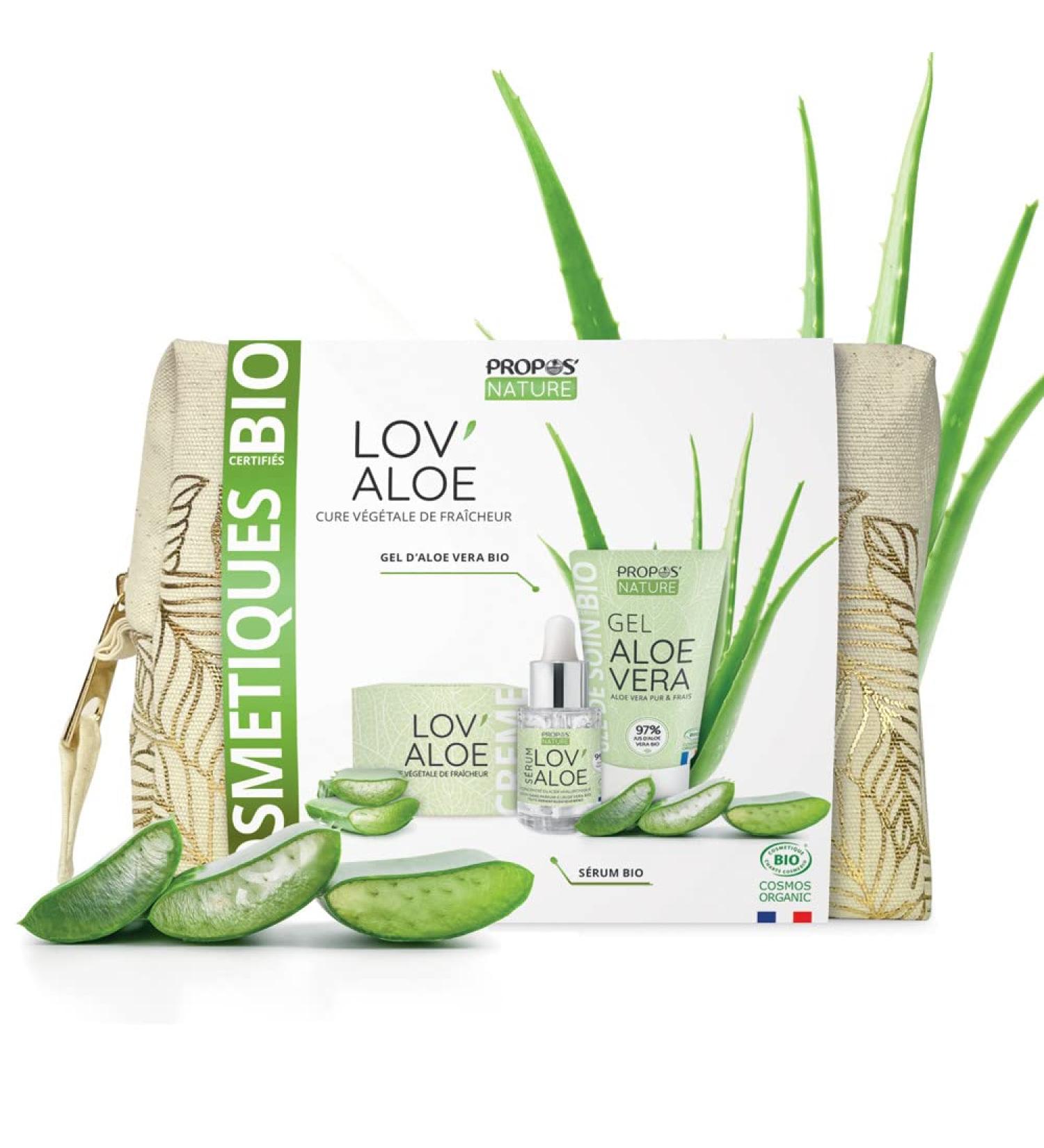 Lov'Alo Kit - Organic Aloe Vera Care Trio - Face Cream Aloe Vera Gel and Serum - Made in France - Gift Idea - Propos'Nature - Buy Online on GoSupps.com