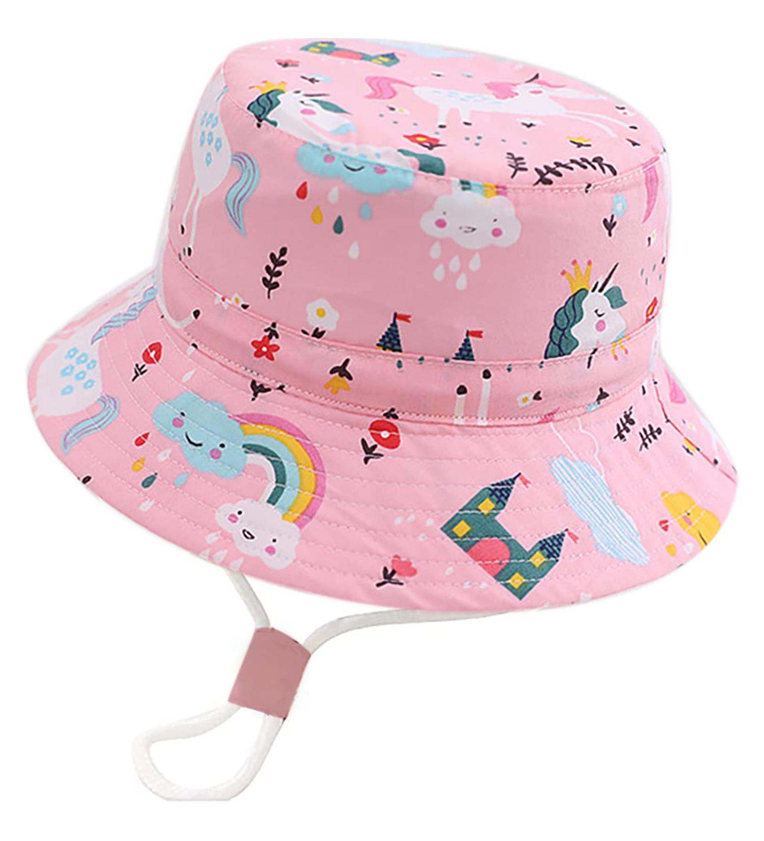XYIYI Kids Bucket Hat | Adjustable Sun Hat for Boys Girls 12-24 Months | Pink Unicorn Design - Buy Online on GoSupps.com