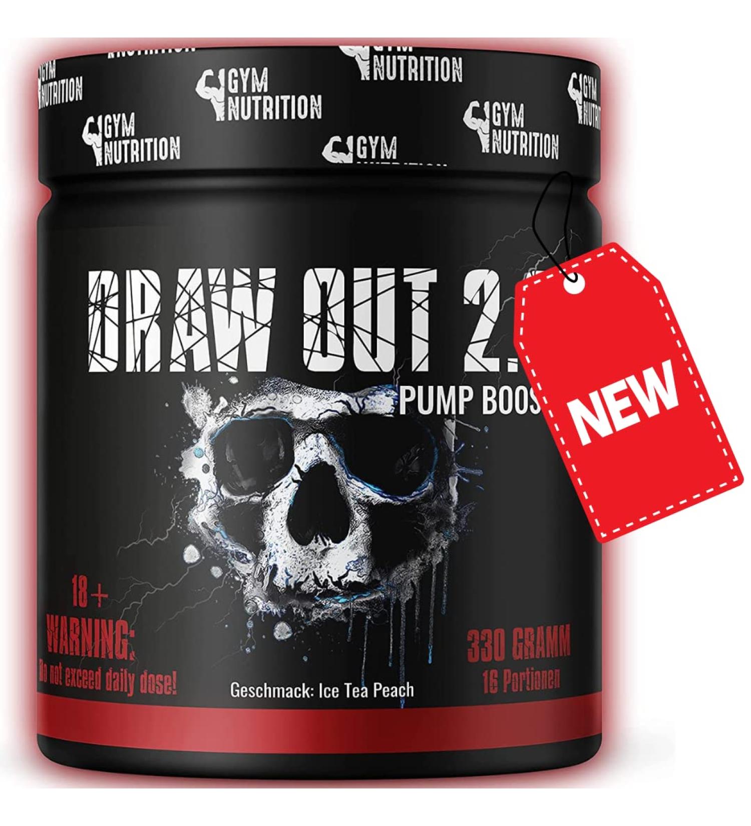 Hardcore Pump Booster Draw Out 2.0 - Caffeine-Free Extreme Pump for Bodybuilders | Ice Tea Peach Flavor - Buy Online on GoSupps.com