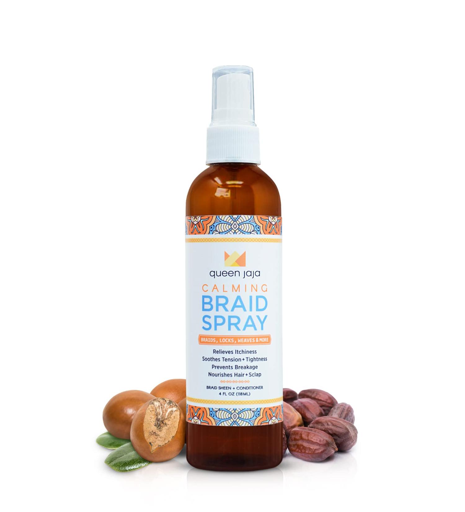 Calming Braid Spray by Queen Jaja | Relieves Itchiness | Soothes Tightness | Prevents Breakage | Healthy Hair Growth | Anti Itching Braid Sheen - Buy Online on GoSupps.com