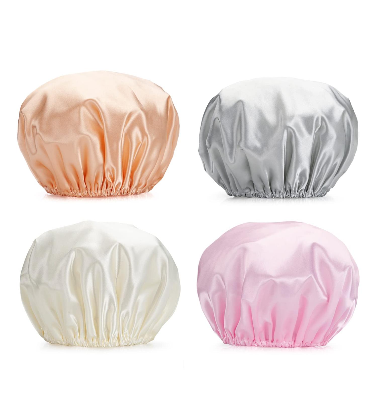 AmazerBath 4-Pack Shower Caps for Women | Double Waterproof Hair Protection, Reusable EVA Medium Size - Buy Online on GoSupps.com