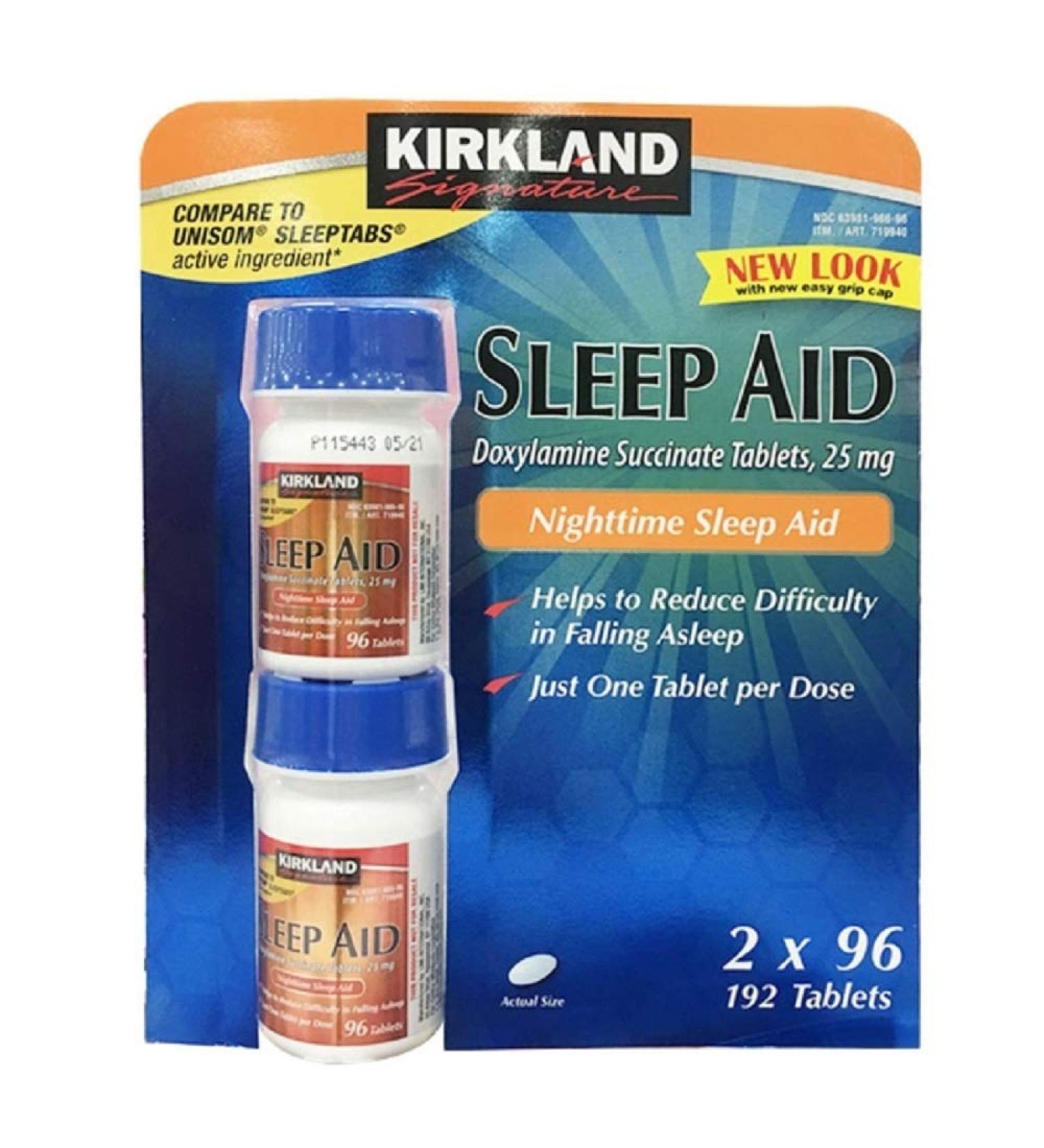 Kirkland Signature Sleep Aid Doxylamine Succinate 25 Mg - 192 Tablets (2 Pack) | Buy Internationally for Better Sleep - Buy Online on GoSupps.com