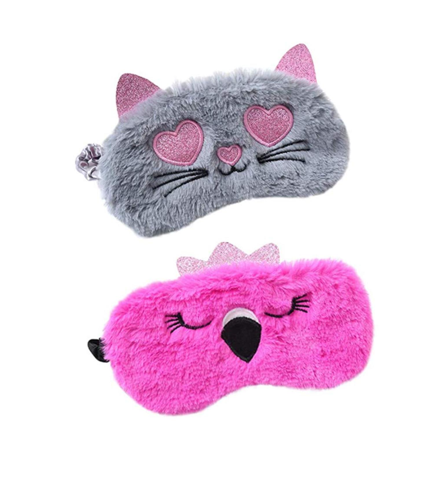 2 Pcs Animal Sleep Eye Mask Cute Funny 3D Soft Fluffy Cartoon Eye Mask Elastic Eye Cover Eye Shade Sleeping Mask for Travel Sleepover Pajamas Slumber Party Favors Accessories - Buy Online on GoSupps.com