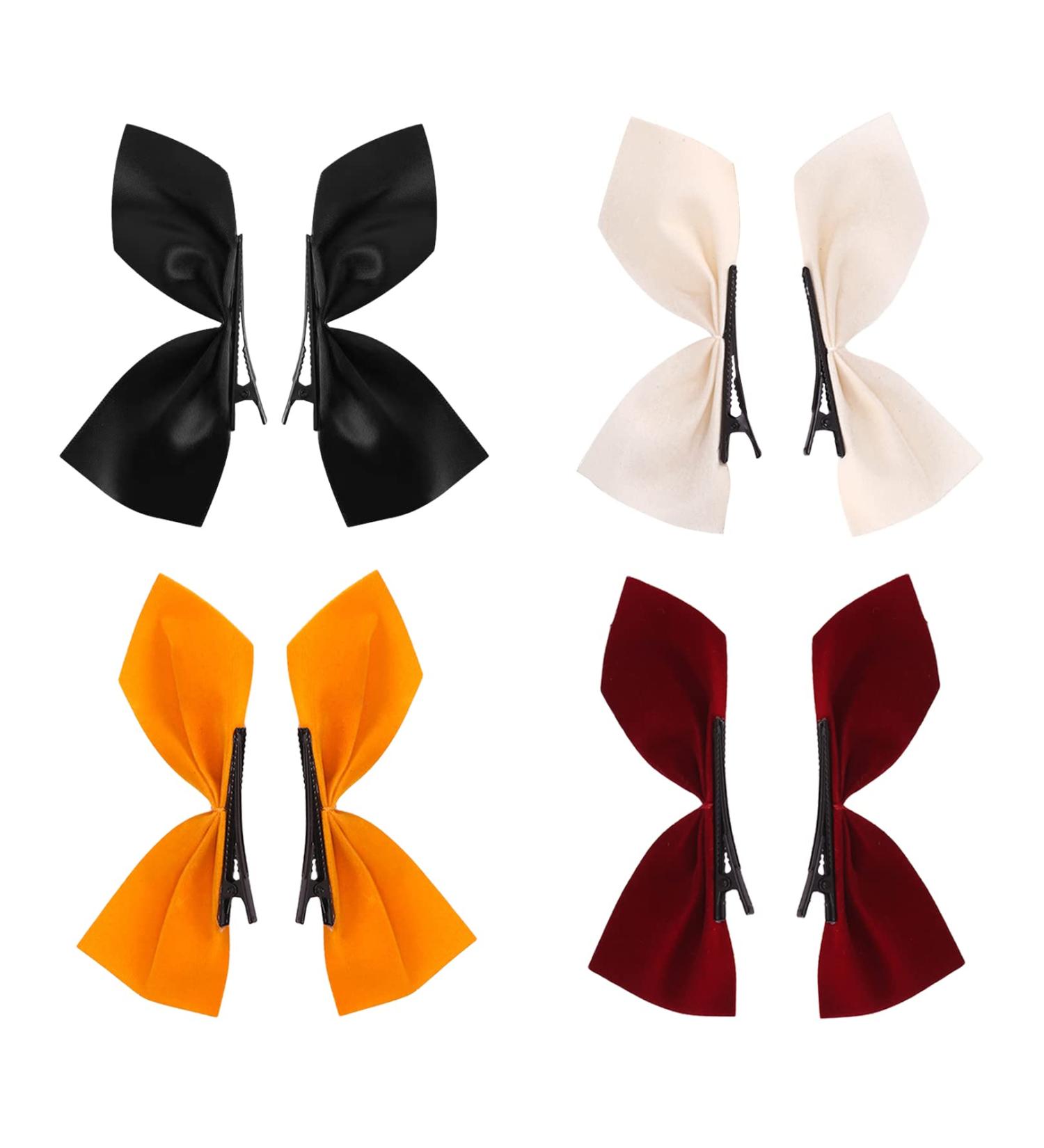 Velvet Hair Bow Clips Set - 4 Pairs | Korean Style Cute Kawaii Accessories for Girls & Women | Ideal for Daily & Special Occasions - Buy Online on GoSupps.com