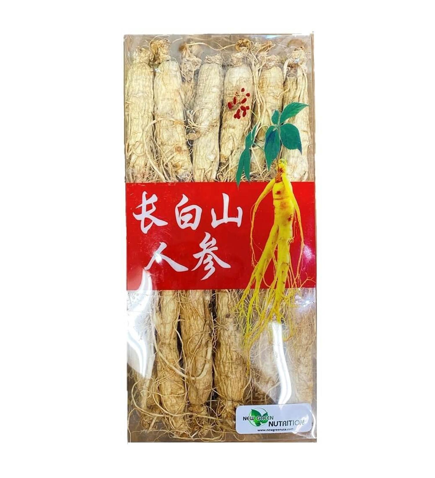 New Green Nutrition Changbai Mountain Premium Dried White Ginseng Root (1lb Gift Box)