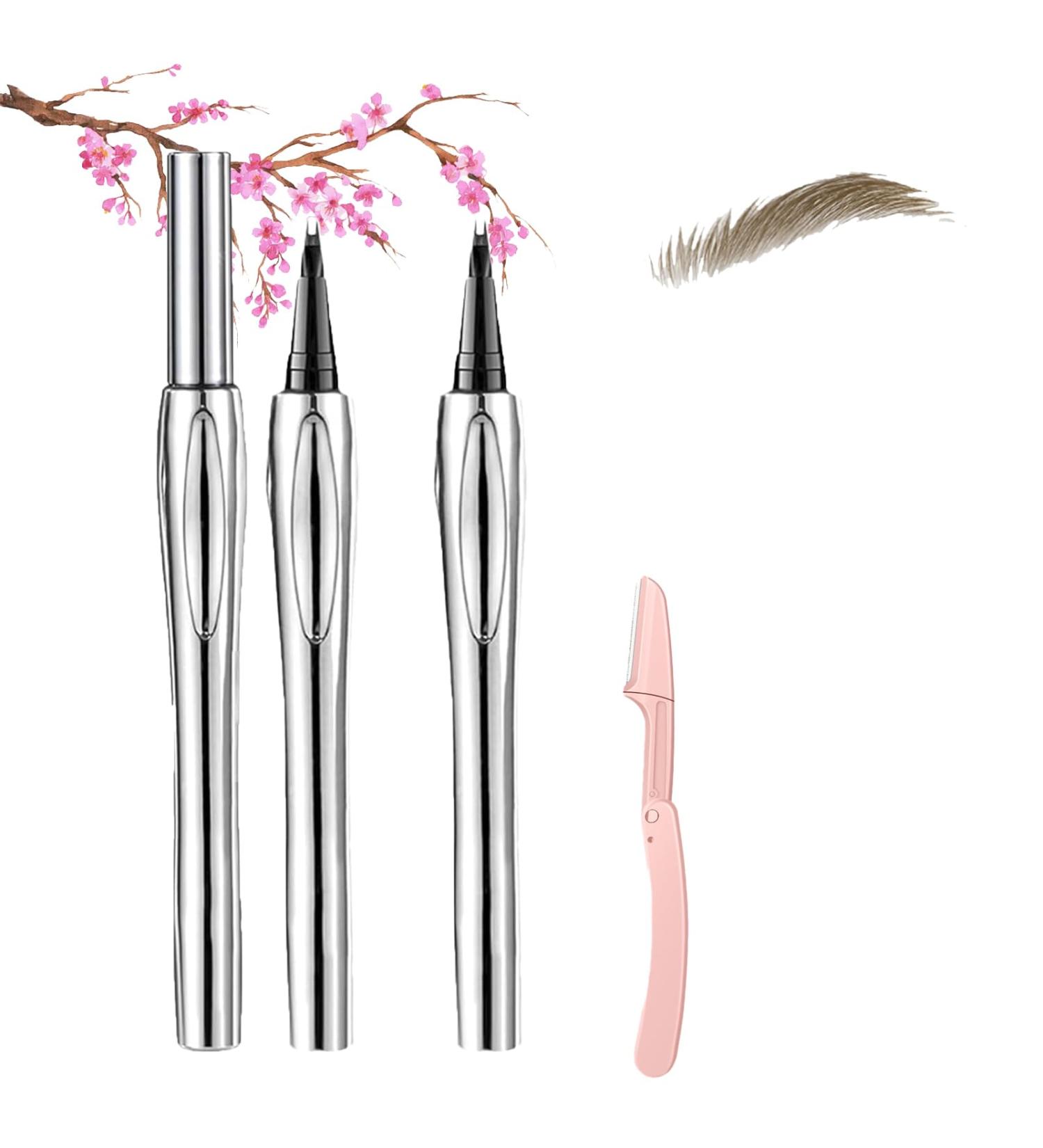 Cooklesa Eyebrow Natural Waterproof Eyebrow Pen with Microfine Tip Two-pronged Eyebrow Pencil Natural Brow Eyebrow Pen (2*Light Brown) - Buy Online on GoSupps.com