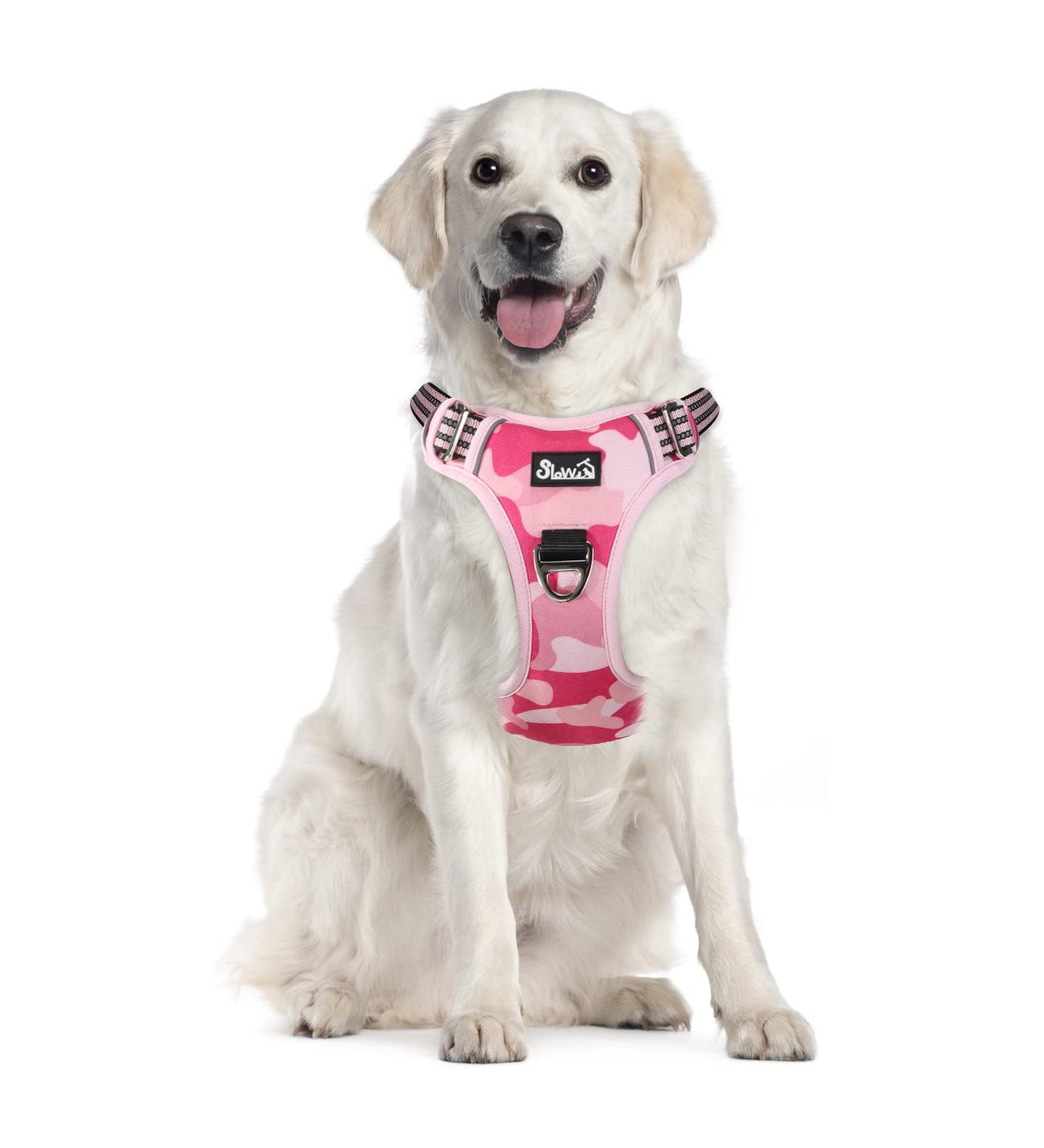 Eyin Adjustable Dog Harness for Large Dogs - Breathable Reflective Padded Design with Handle - Camouflage Pink (L) | International Shipping - Buy Online on GoSupps.com