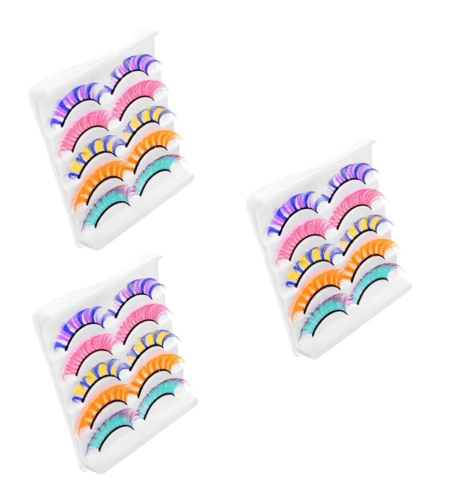 FOMIYES 15 Pairs Colored False Eyelashes Russian Curl Lashes Makeup Eye Lashes Fluffy False Eyelashes Fake Lashes False Lashes Wispy False Eyelashes Fluffy Extend Make up Imitation - Buy Online on GoSupps.com