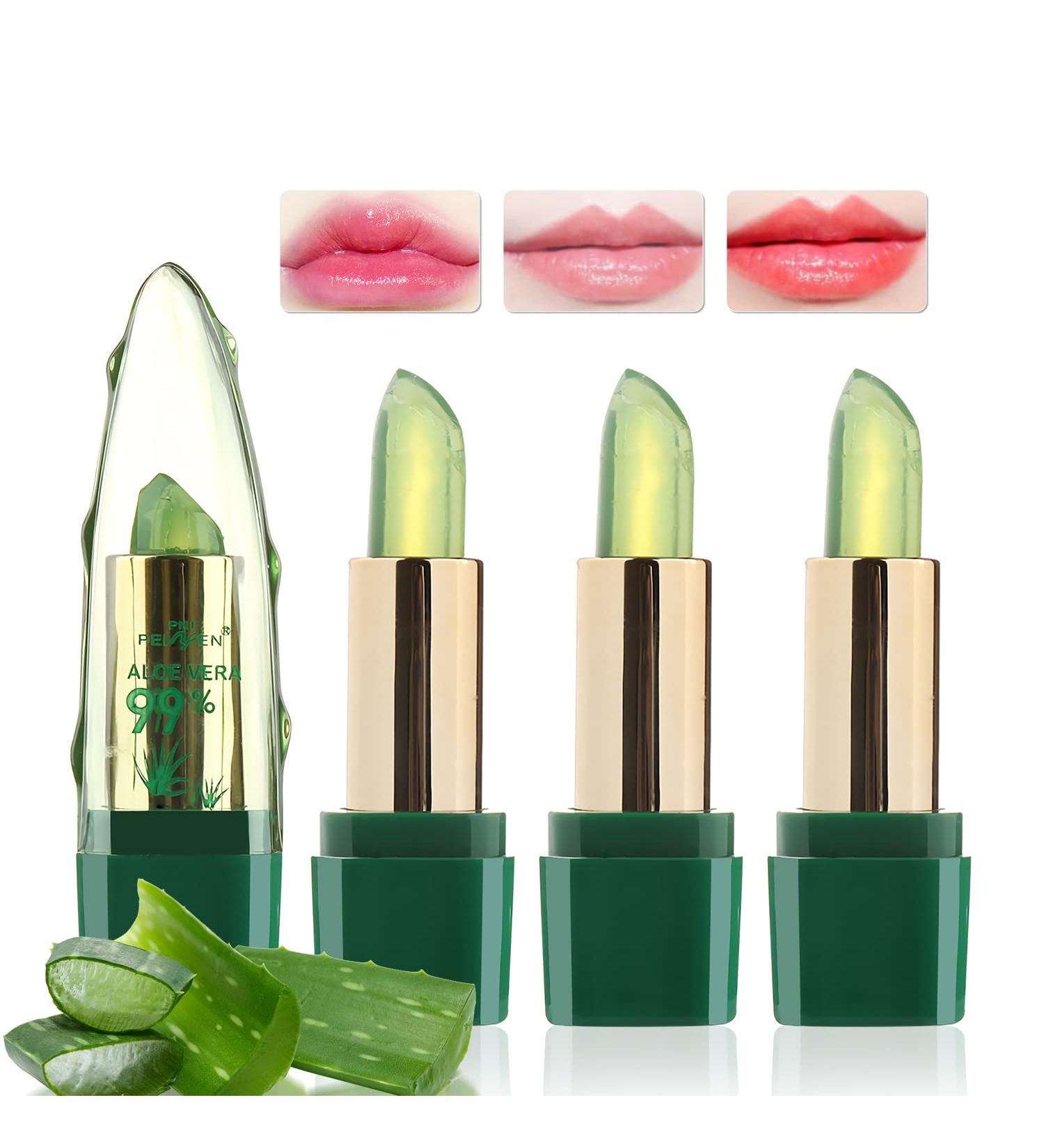 Aloe Vera Lipstick Set - Long Lasting, Moisturizing & Color Changing (3 Pcs) - Buy Online on GoSupps.com