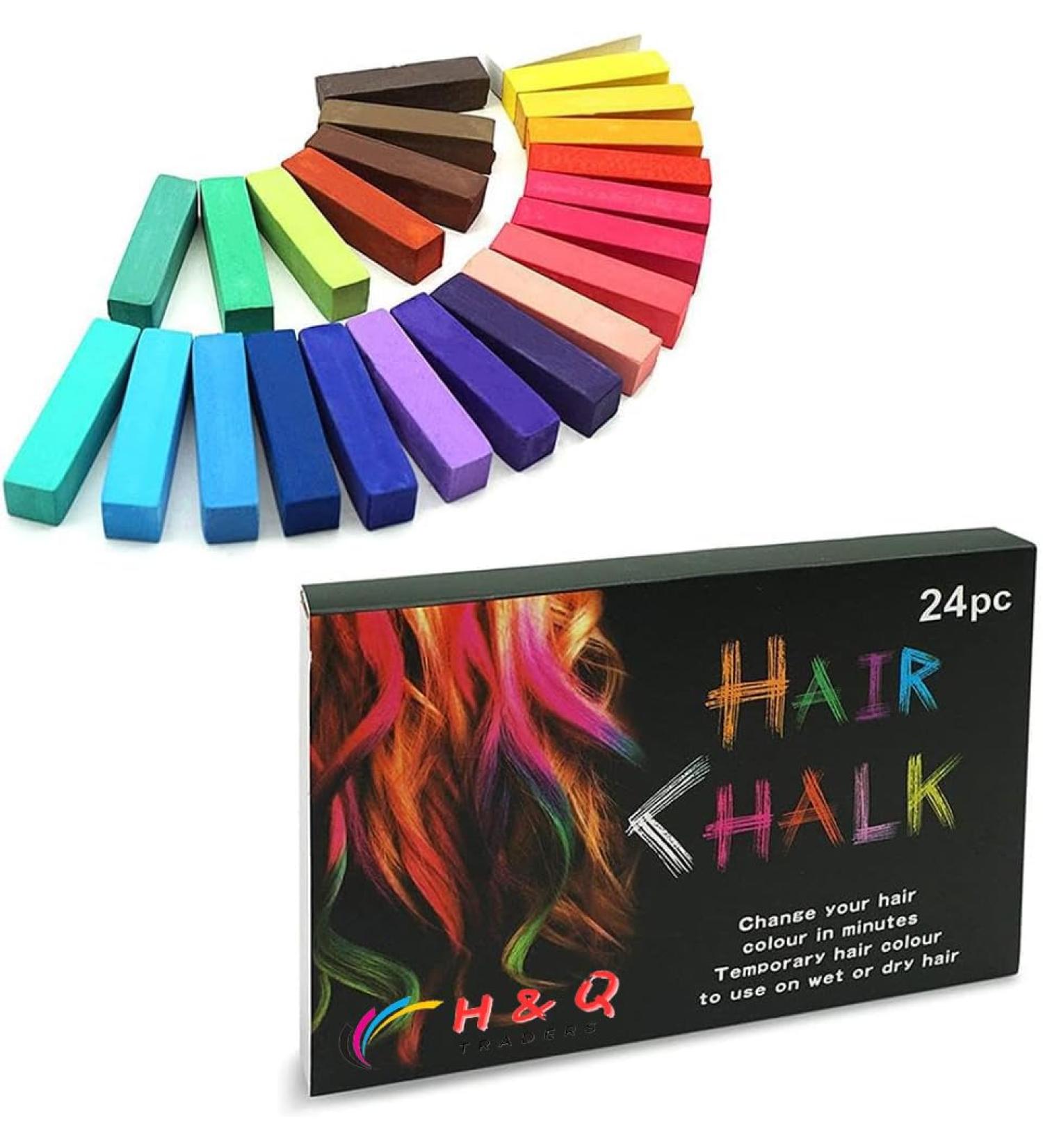 Hair Chalk 24-Color Set Non-Toxic Temporary Hair Dye Pastels for Women Girls Kids Teens and Adults - Easy to Apply Washable Vibrant and Safe Hair Coloring Solution H&Q - Buy Online on GoSupps.com