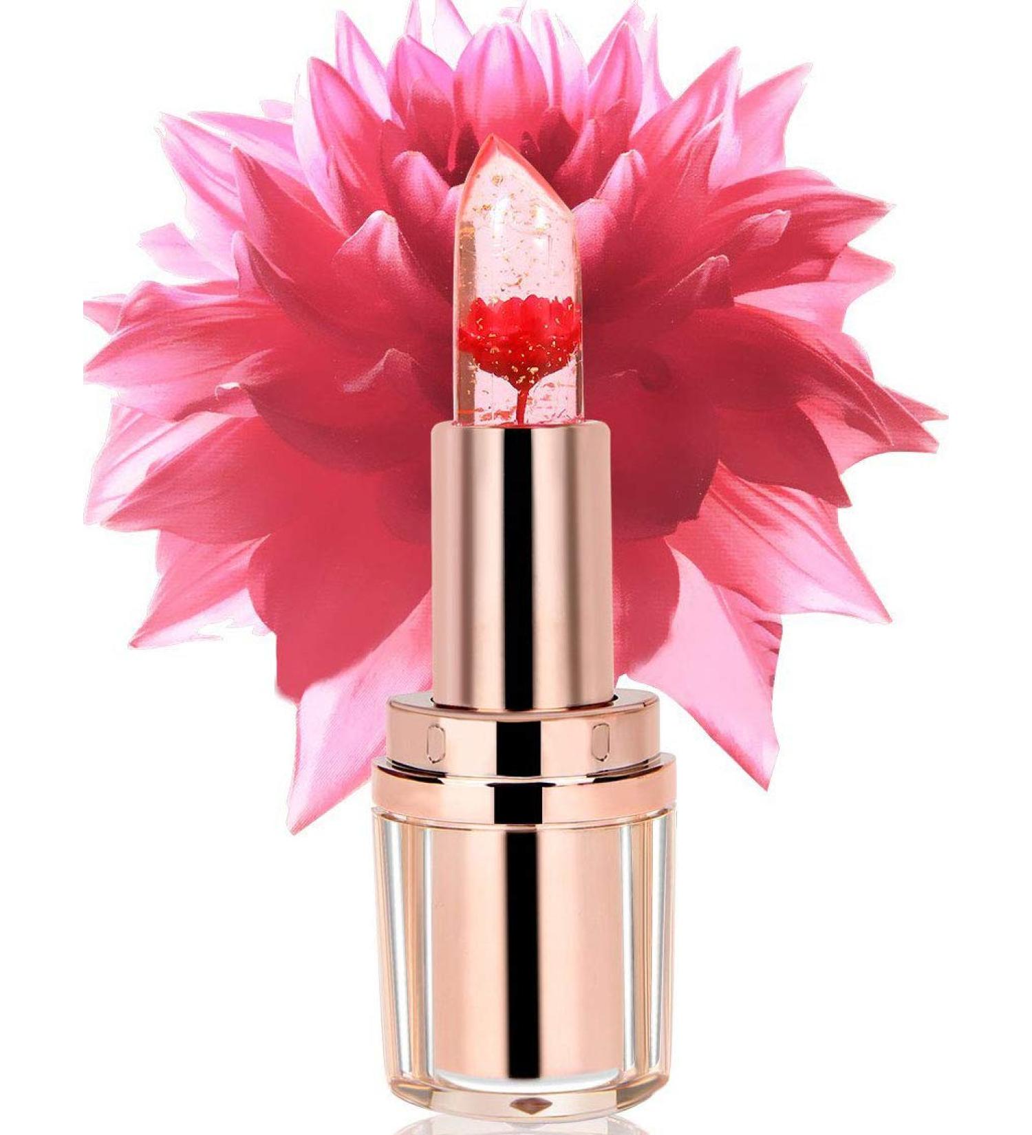 Pretty Diva Jelly Flower Lipstick - Crystal Agate PH Lip Moisturizer in Flame Red - Buy Online on GoSupps.com