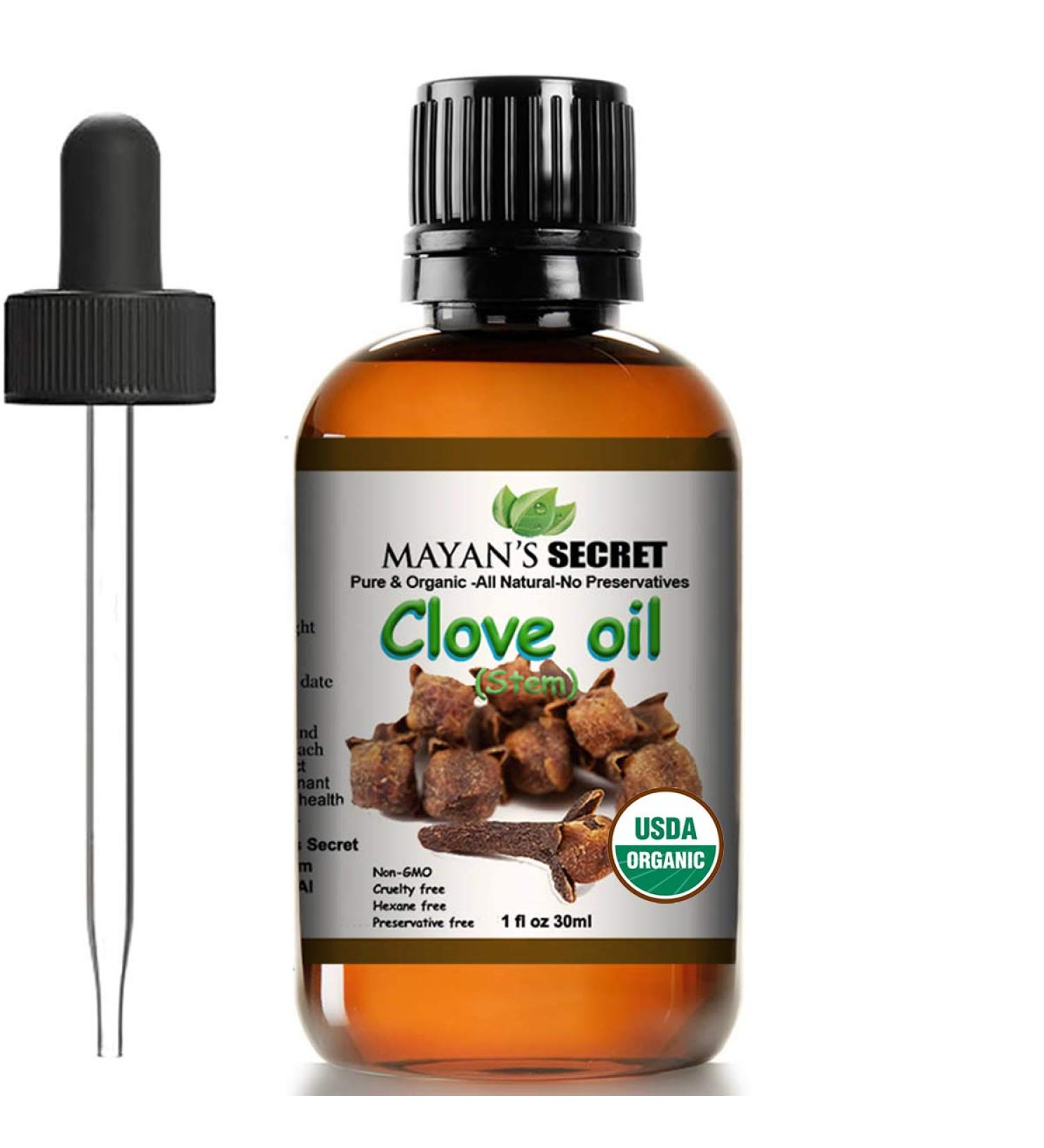 Mayan's Secret USDA Organic Pure Clove Stem Essential Oil - 1oz Natural Aromatherapy Oil for Wellness & Healing - Buy Online on GoSupps.com