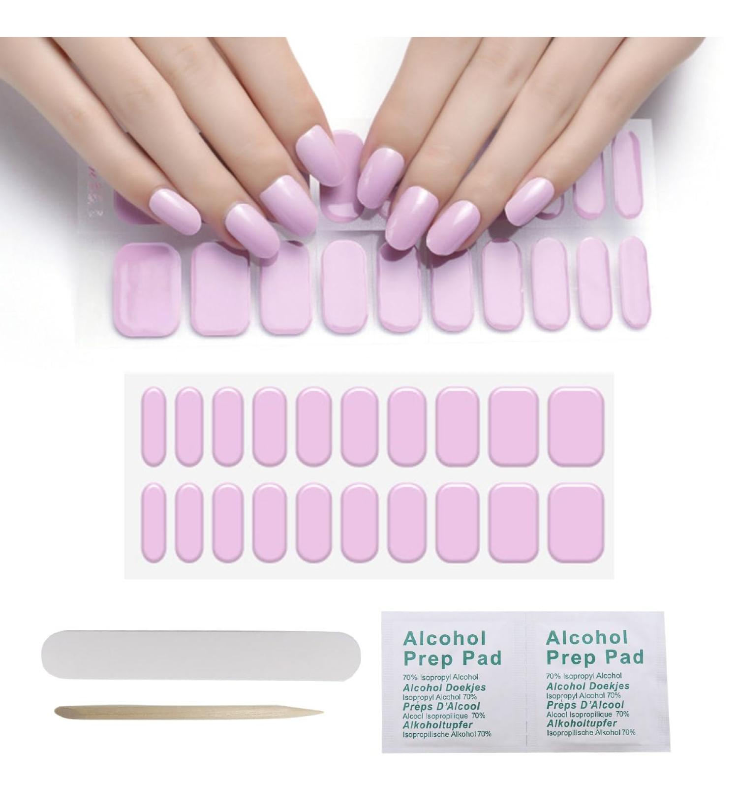 Semi Cured Gel Nail Strips 23 PCS Gel Nail Polish Stickers Wraps Adhesive Gel Nail Stickers with Nail File Stick and Sealing Strip(D) - Buy Online on GoSupps.com