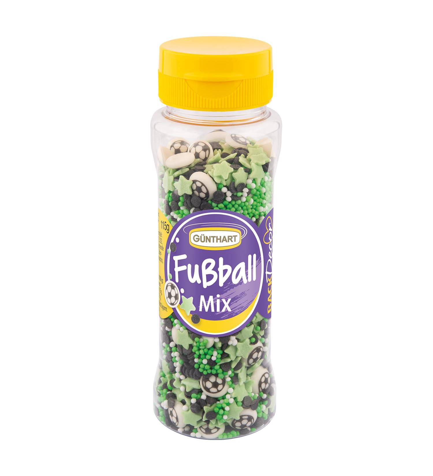 G nthart BackDecor 115 gr football sprinkles made of sugar with small footballs in a practical sprinkle decoration tin 1 pack (115 gr)